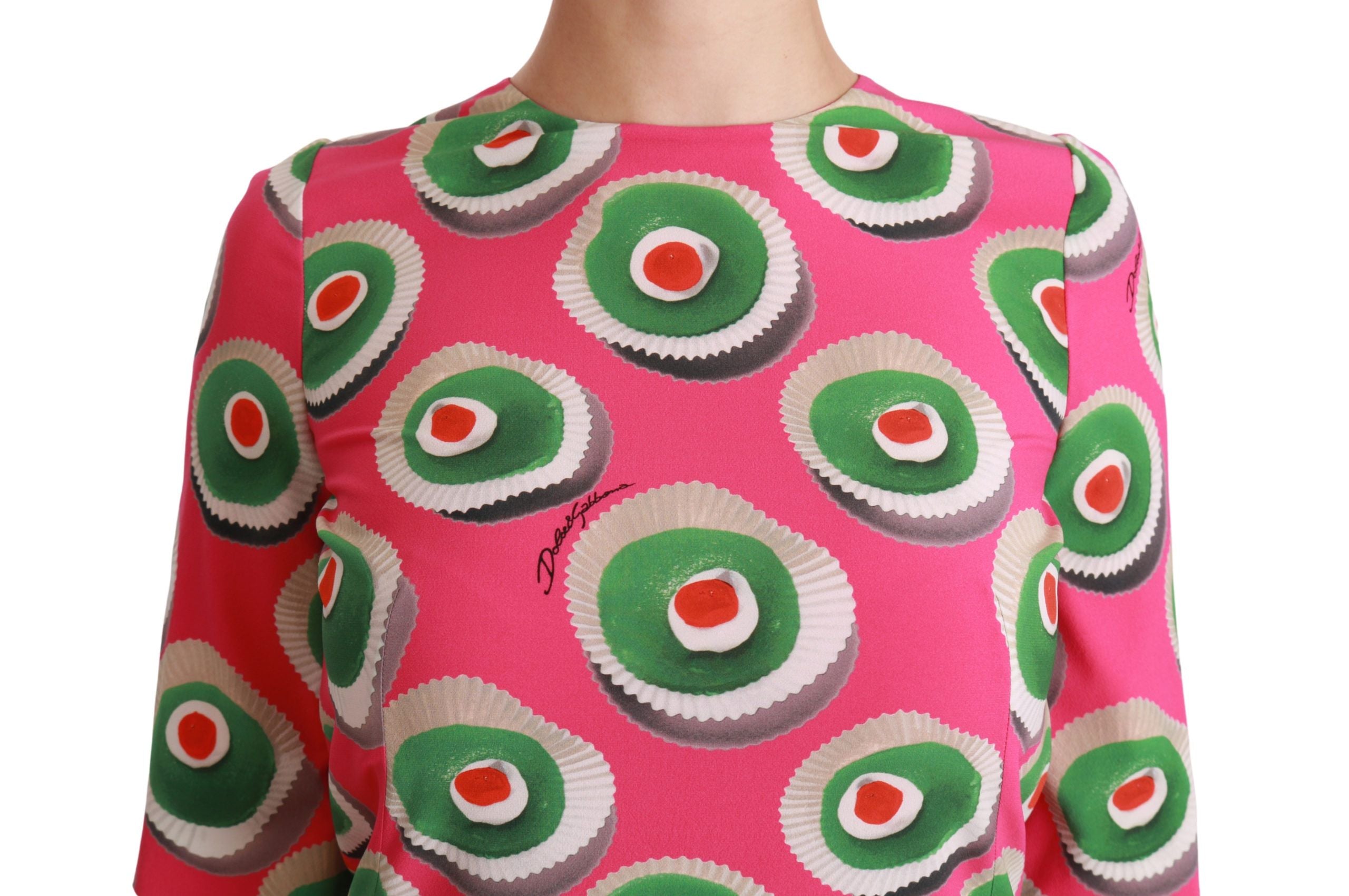 Dolce & Gabbana Pink Silk Cup Cake Shift Stretch Women's Dress
