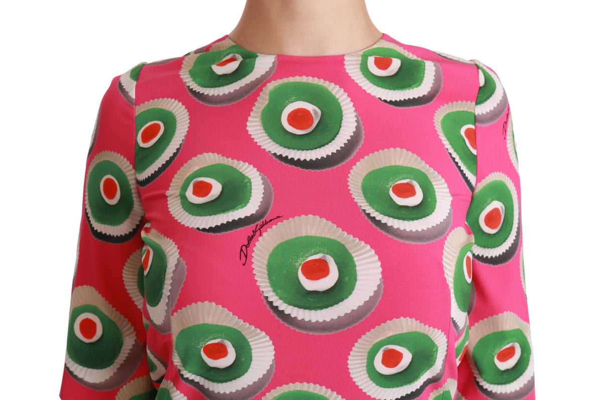 Dolce & Gabbana Pink Silk Cup Cake Shift Stretch Women's Dress