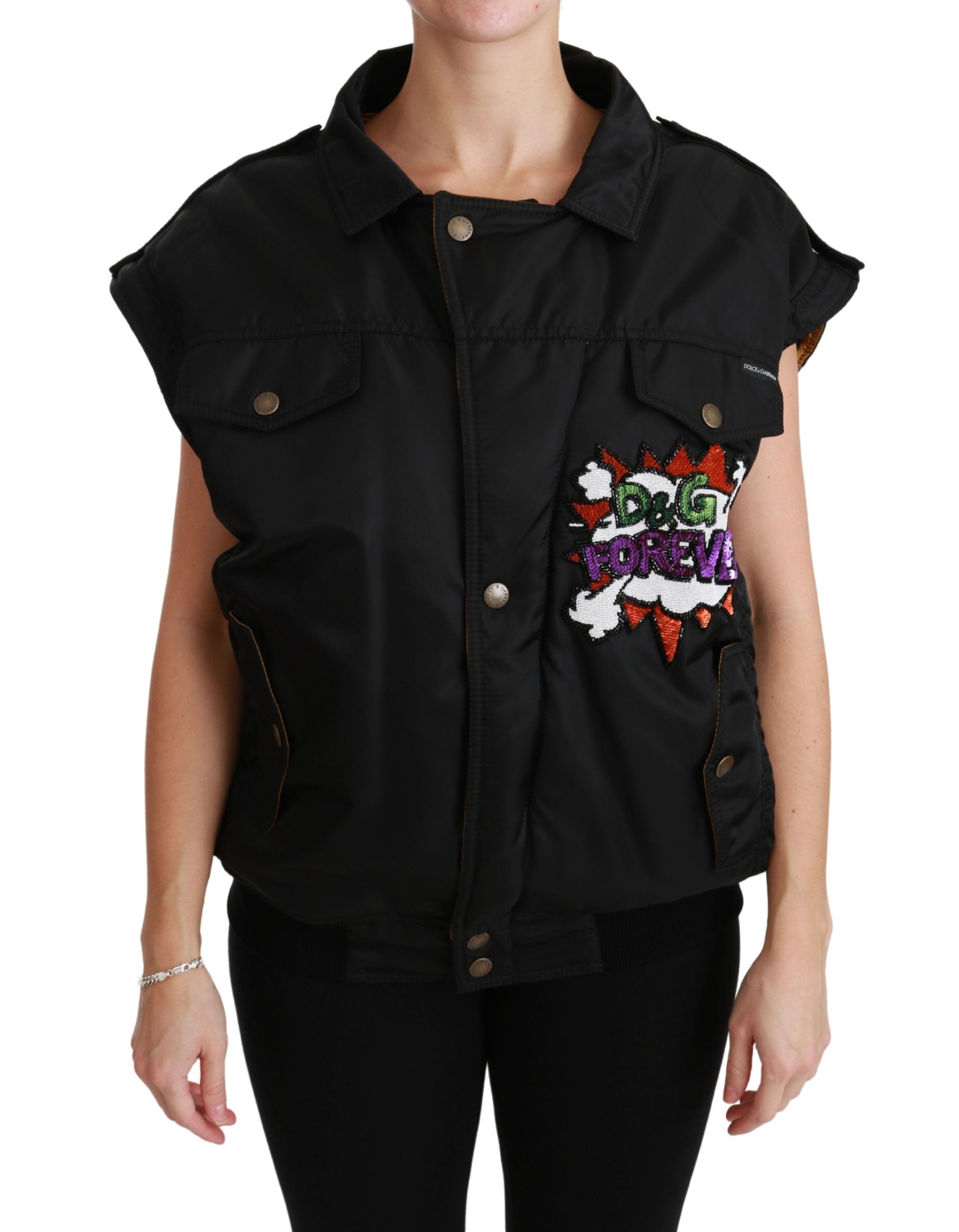 Dolce & Gabbana Black Queen Crown Sequined Bomber Women's Jacket