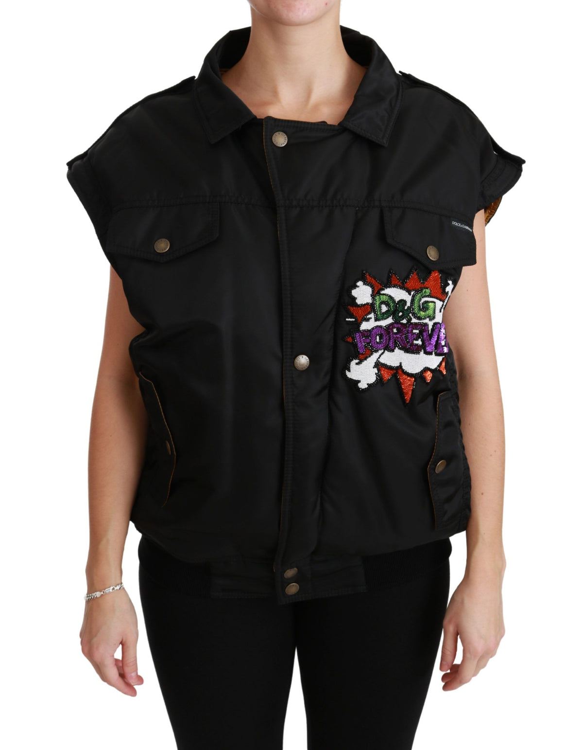 Dolce & Gabbana Black Queen Crown Sequined Bomber Women's Jacket