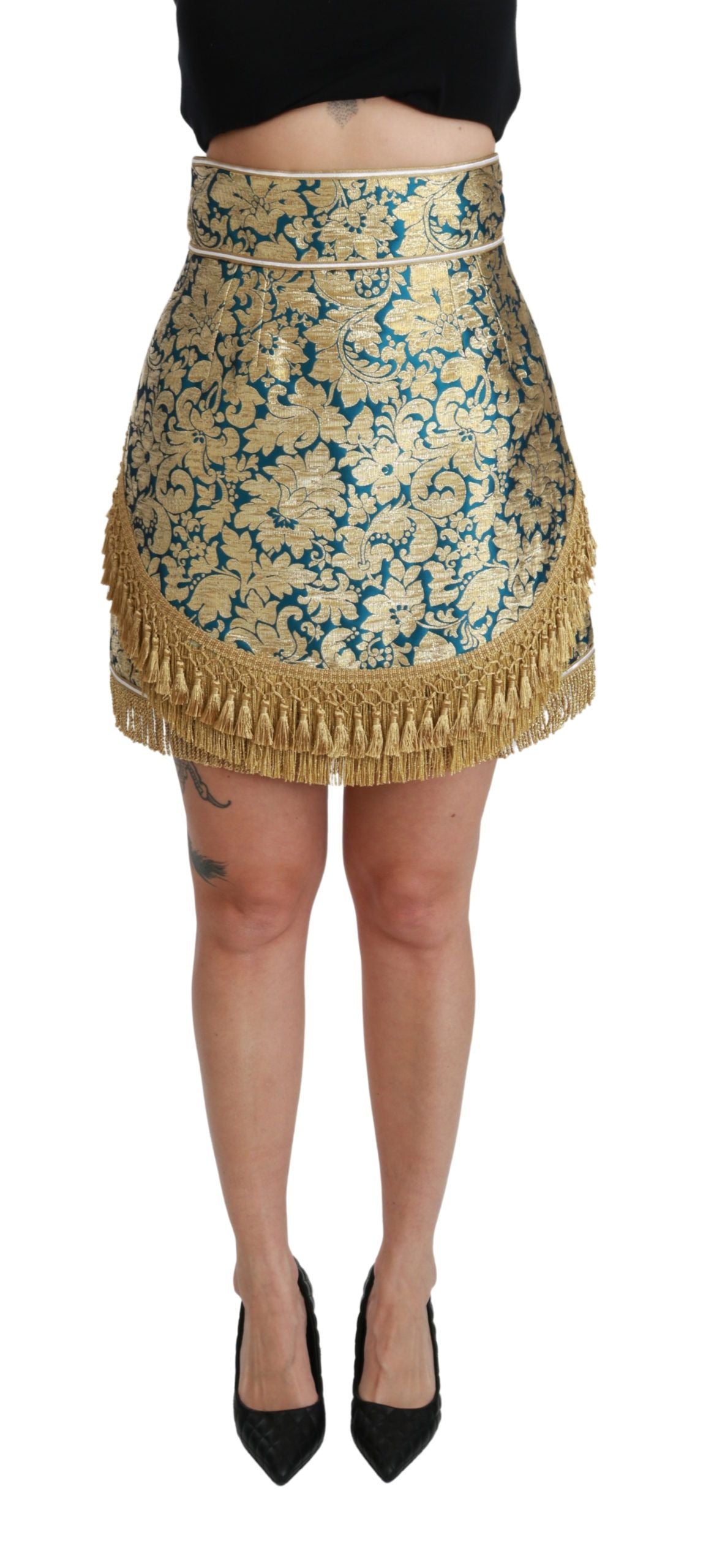 Dolce & Gabbana Elevate Your Wardrobe with Our Exquisite Gold Women's Skirt