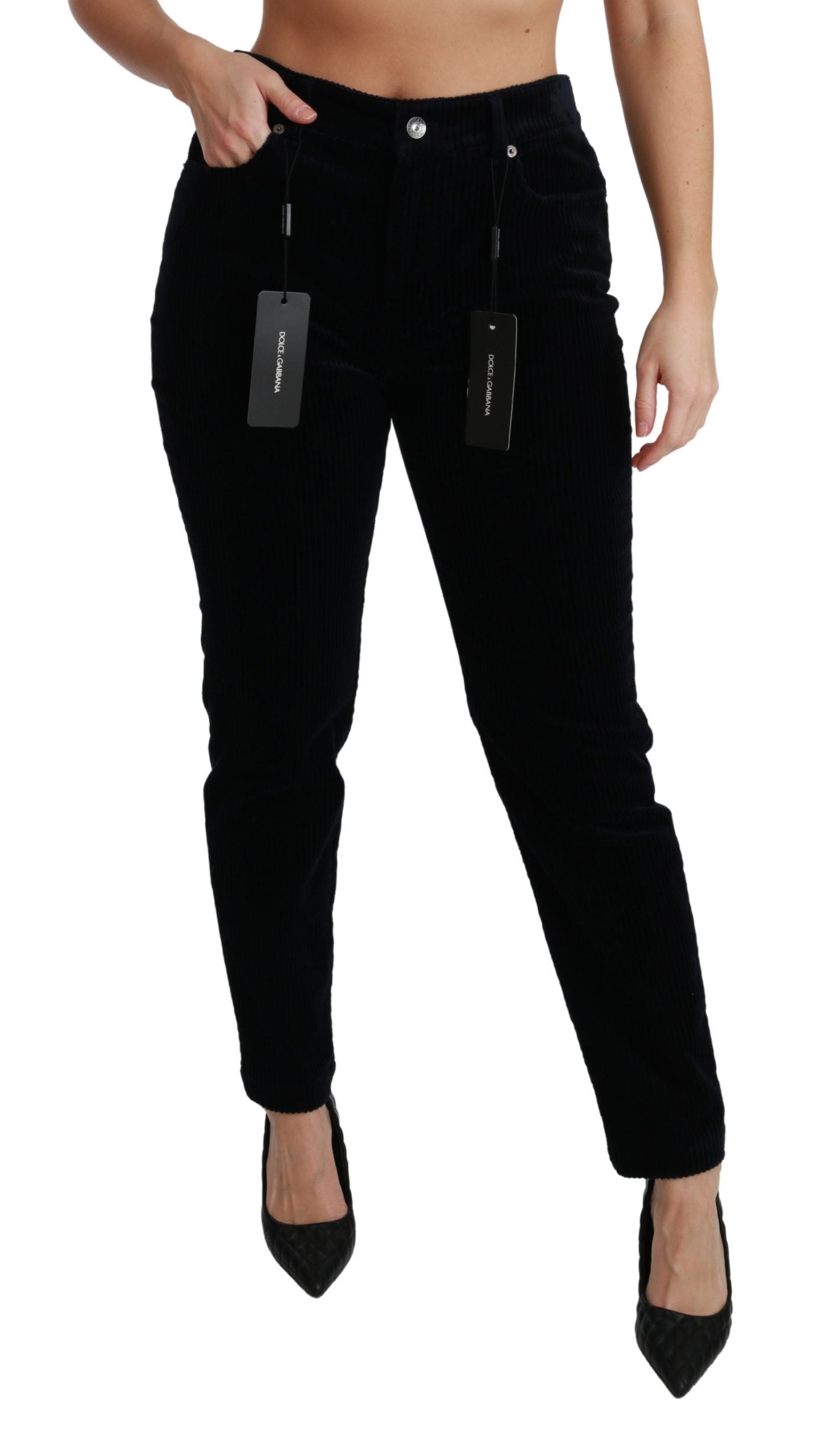 Dolce & Gabbana Chic Mid Waist Skinny Corduroy Women's Jeans