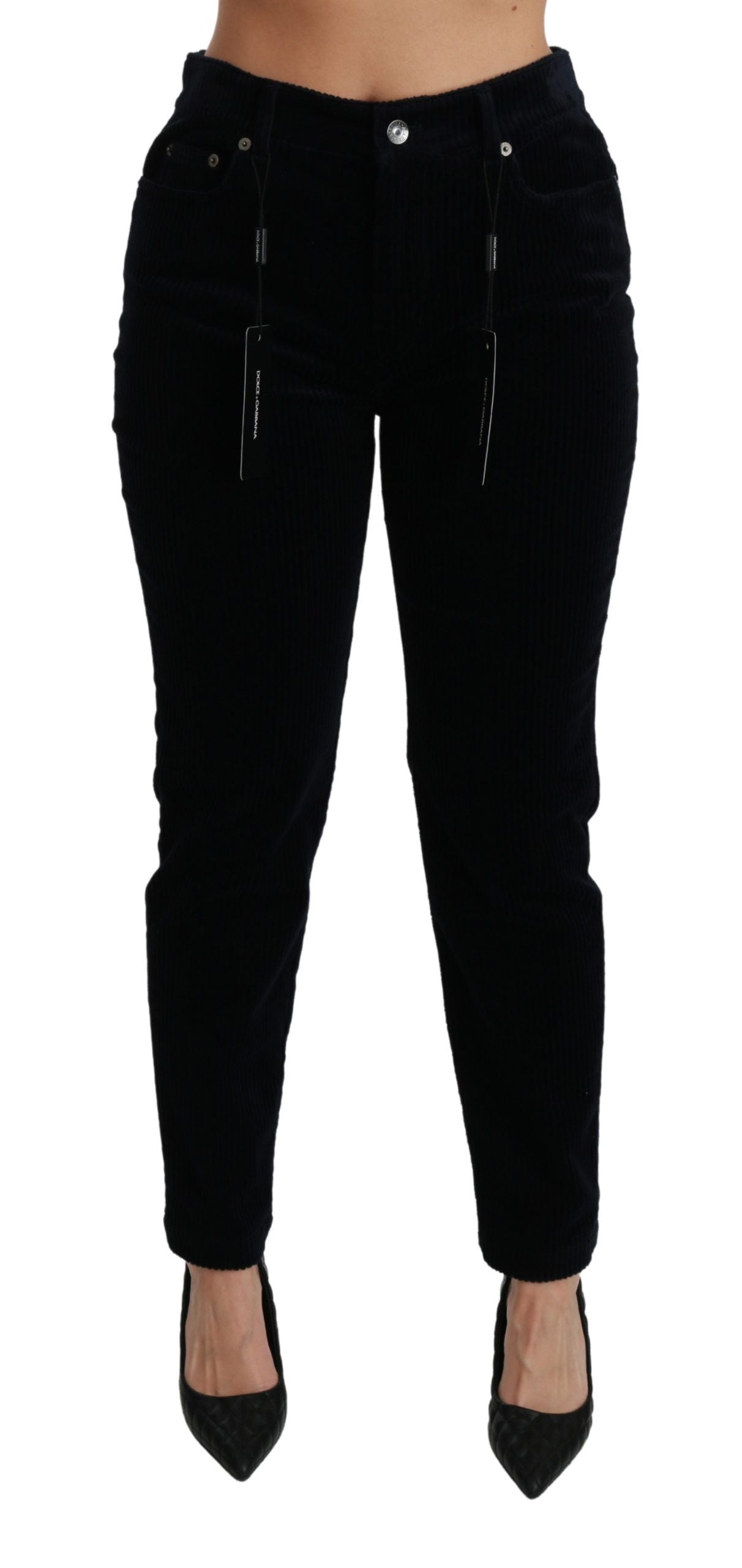Dolce & Gabbana Chic Mid Waist Skinny Corduroy Women's Jeans