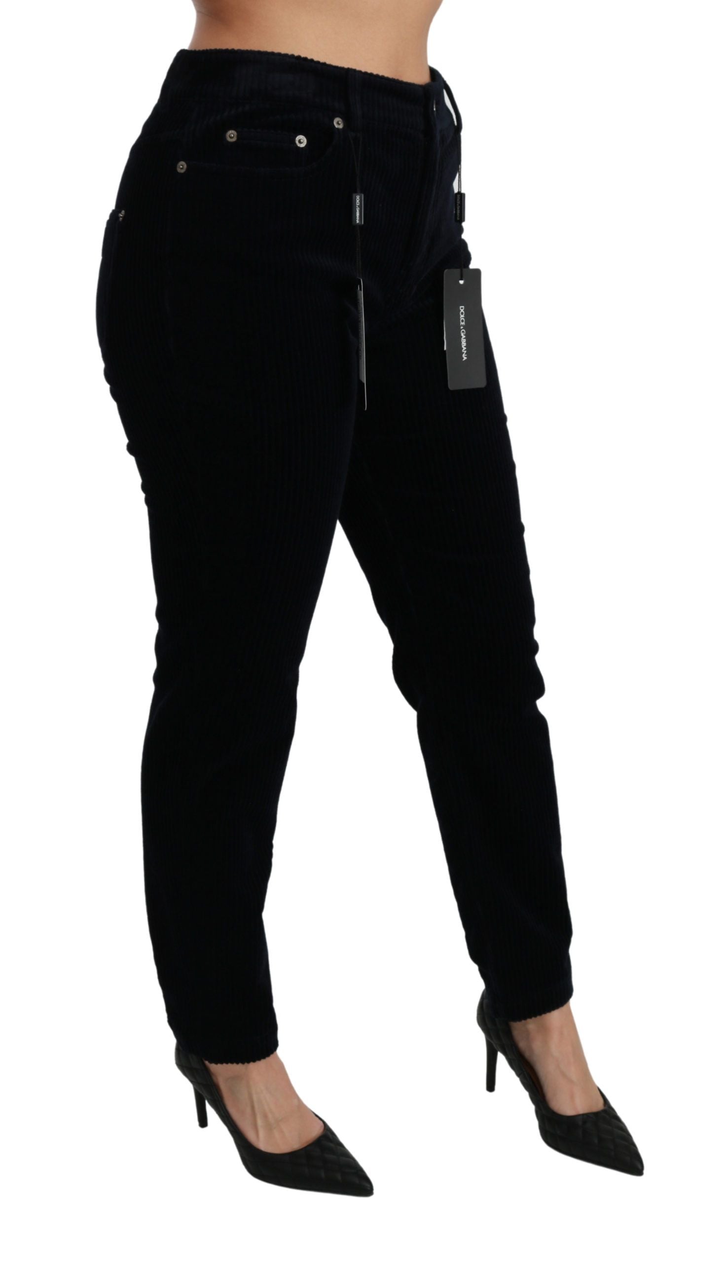 Dolce & Gabbana Chic Mid Waist Skinny Corduroy Women's Jeans