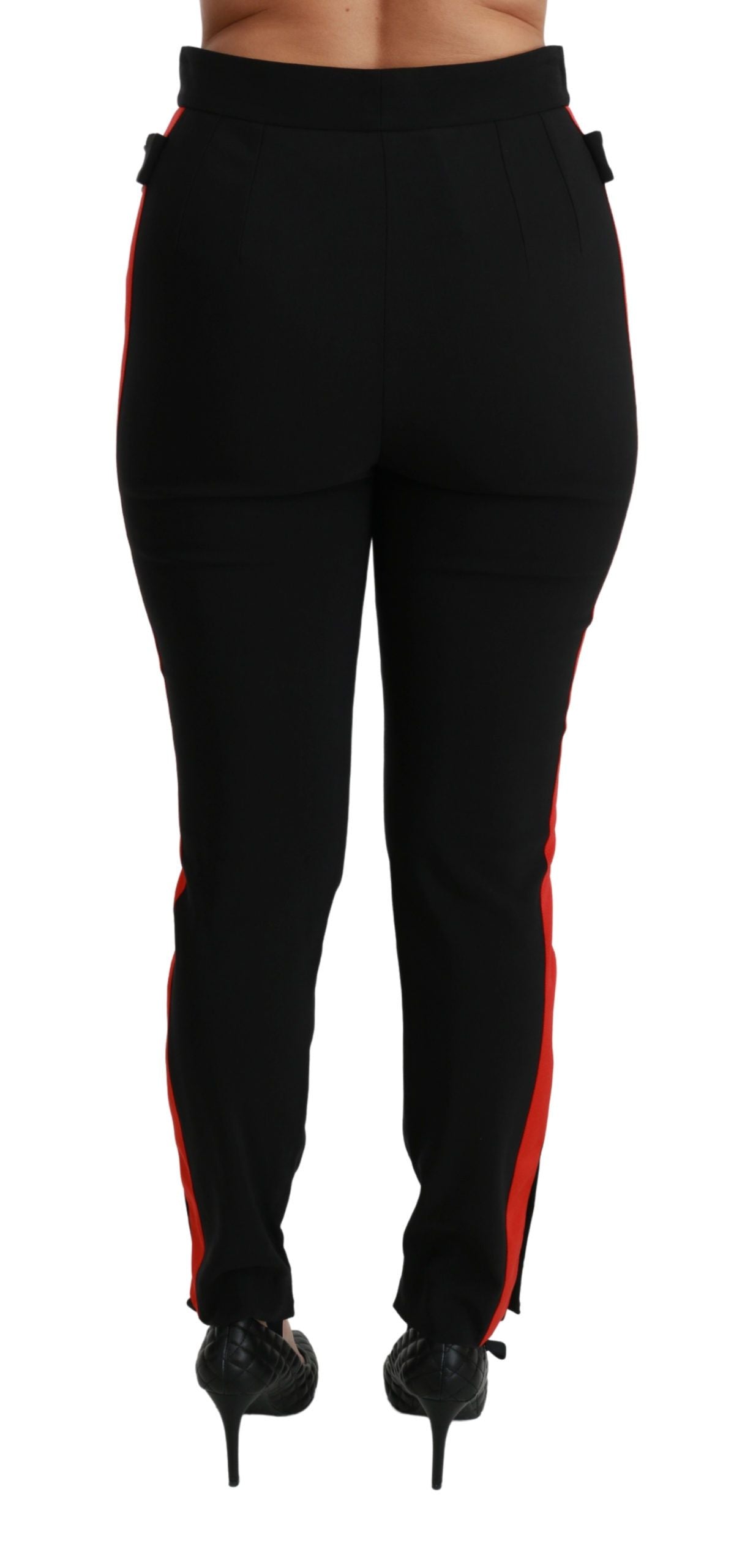 Dolce & Gabbana Black Skinny Stretch Fox Head Cotton Women's Pants