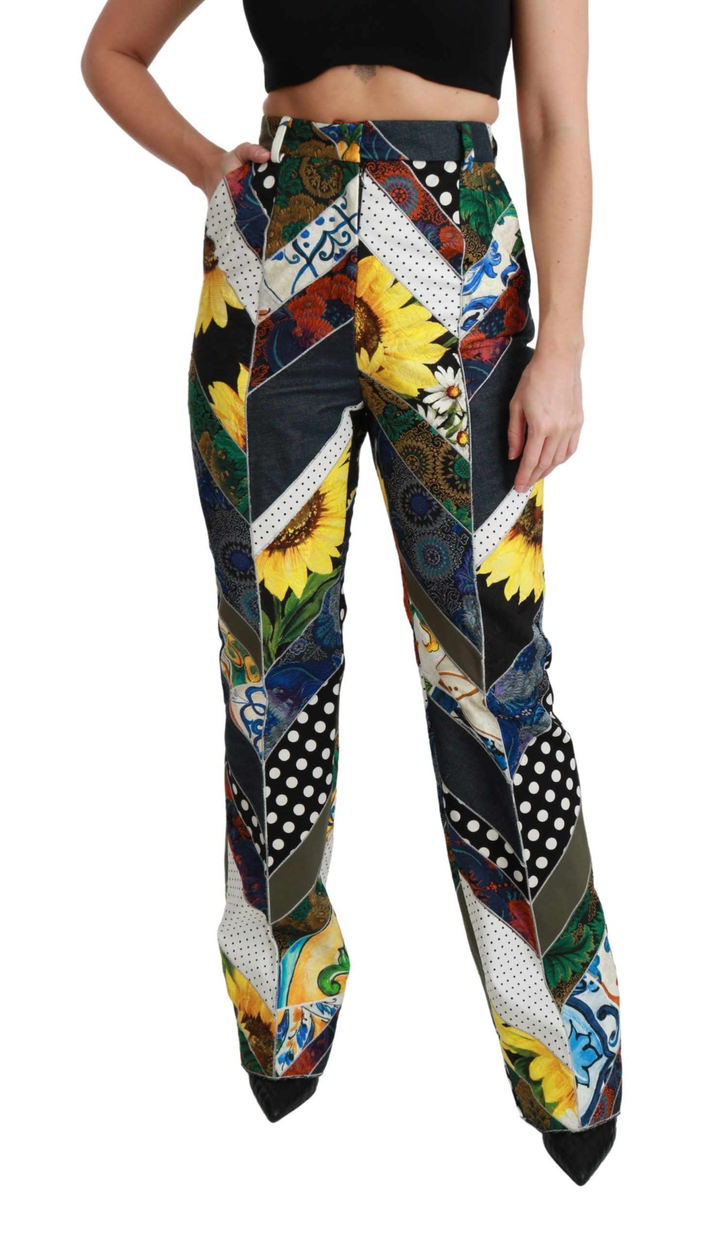 Dolce & Gabbana Elegant High Waist Multicolor Straight Women's Pants