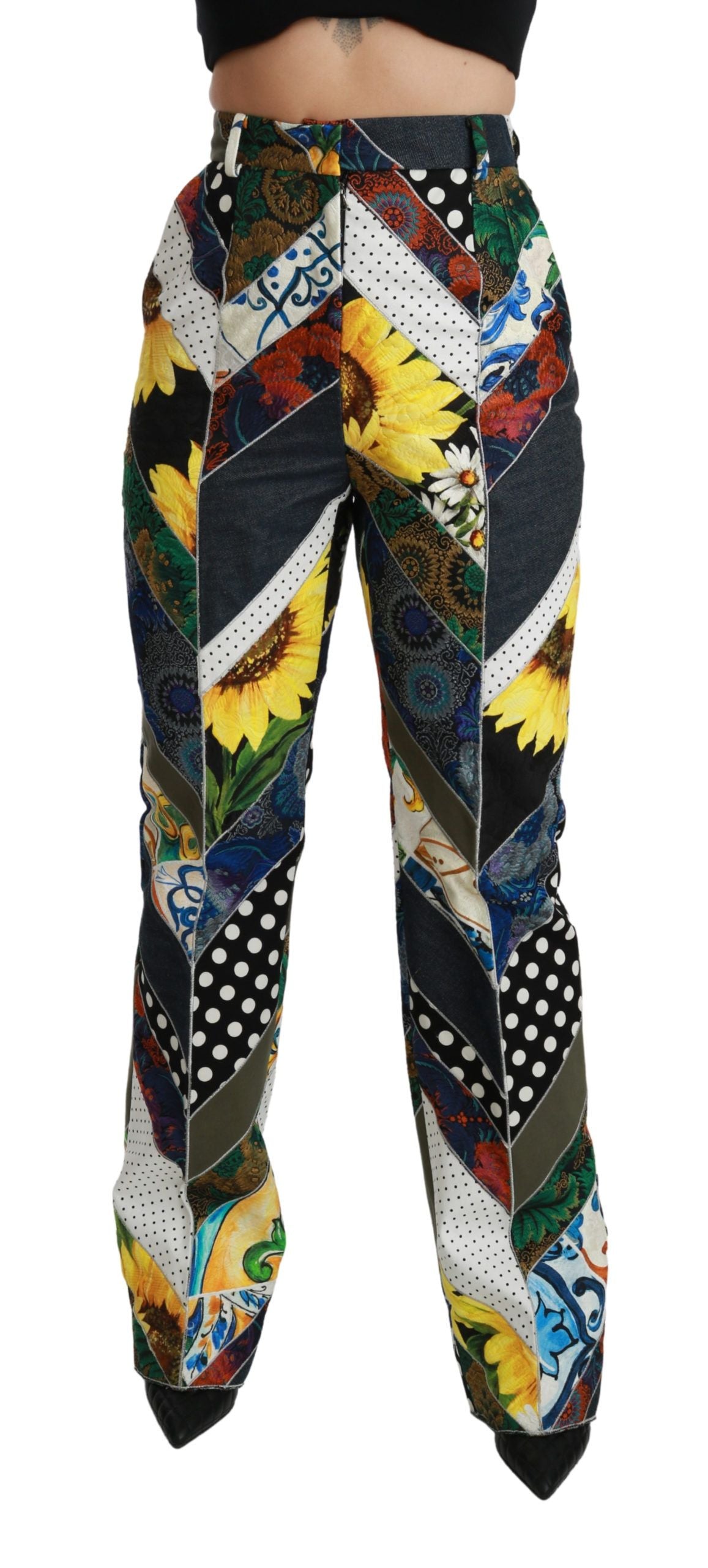 Dolce & Gabbana Elegant High Waist Multicolor Straight Women's Pants