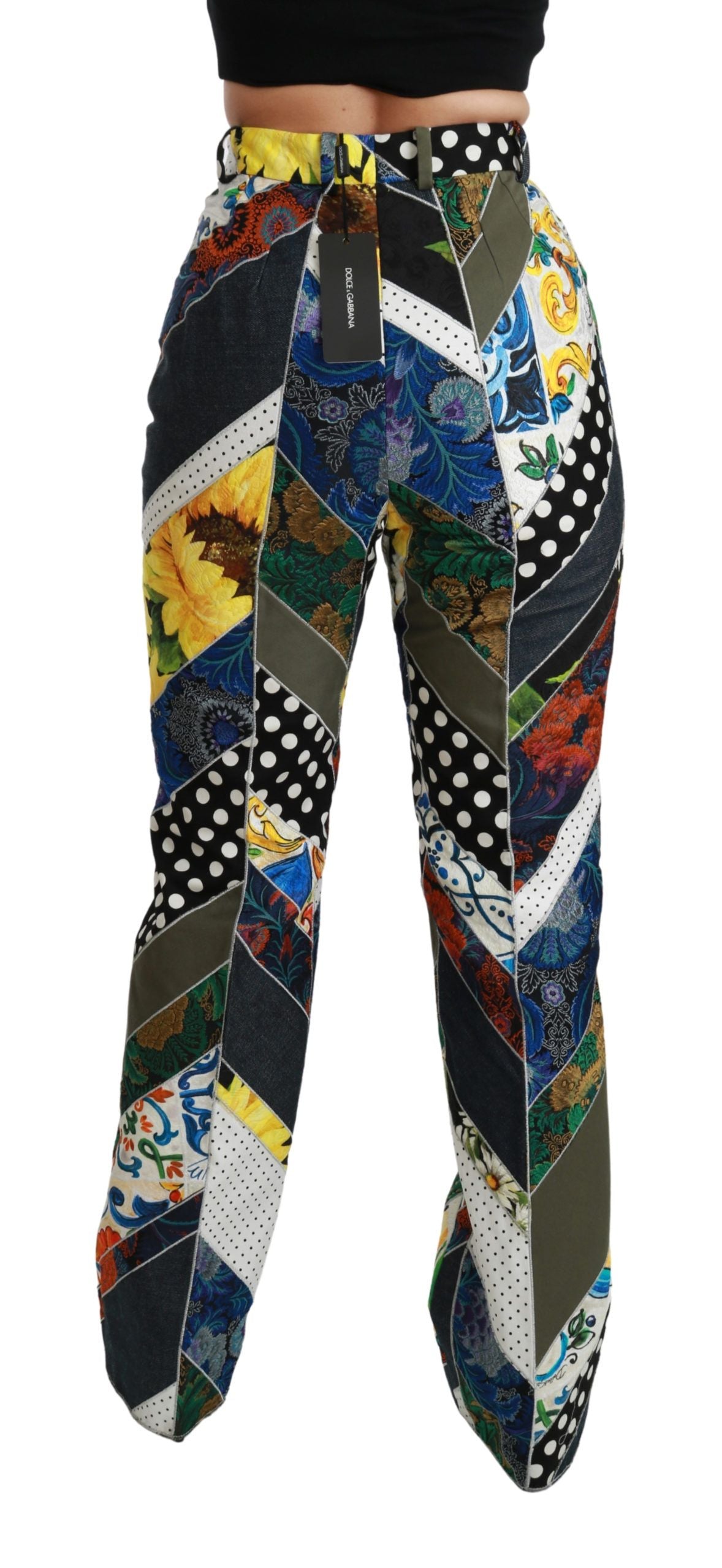 Dolce & Gabbana Multicolor Print High Waist Straight Women's Pants