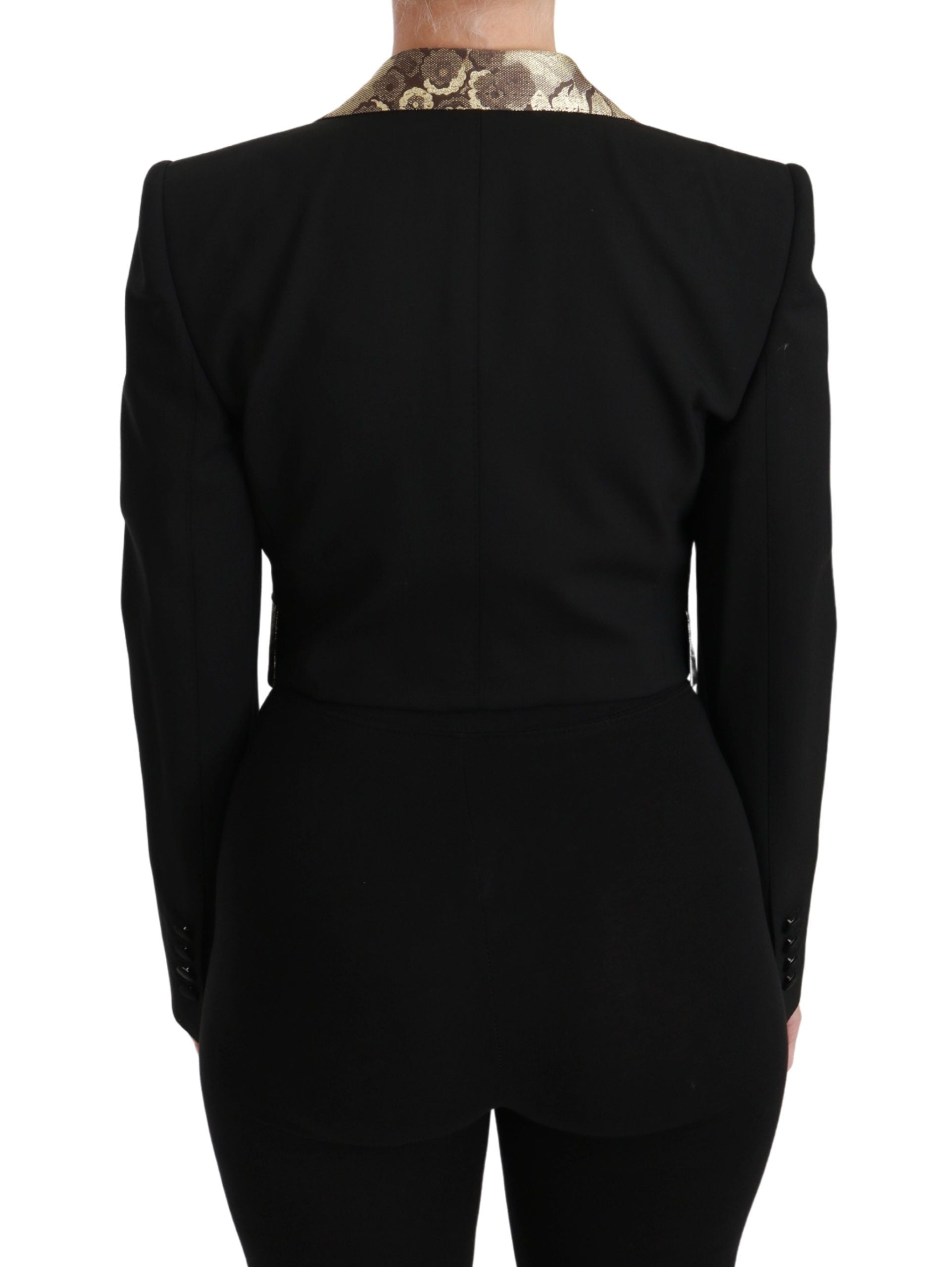 Dolce & Gabbana Opulent Black Gold Floral Jacket and Vest Women's Ensemble