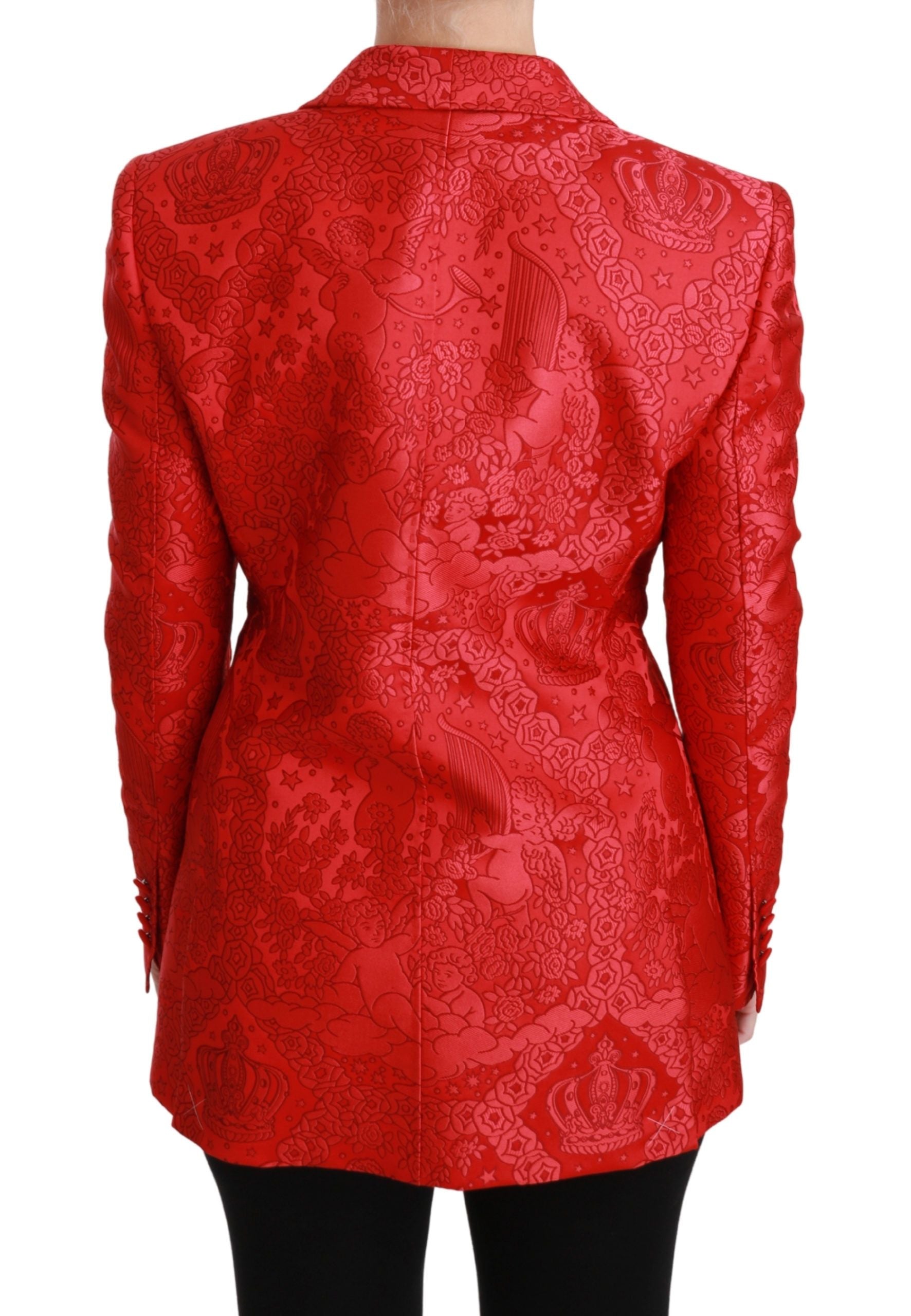 Dolce & Gabbana Red Floral Angel Blazer Coat Women's Jacket