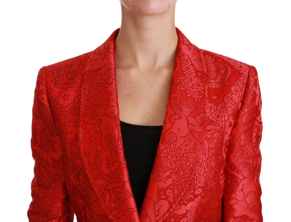 Dolce & Gabbana Red Floral Angel Blazer Coat Women's Jacket