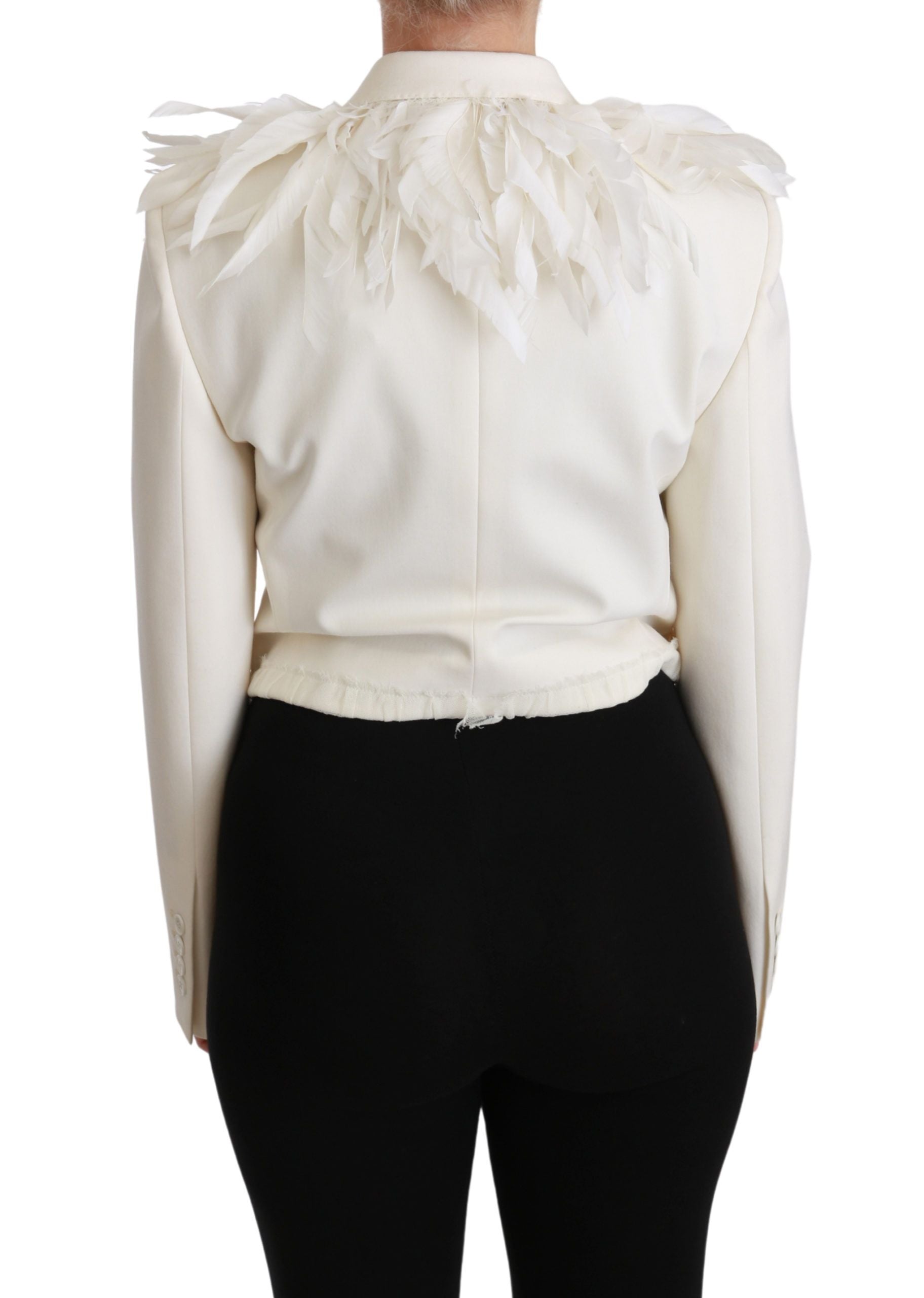 Dolce & Gabbana White Double Breasted Coat Wool Women's Jacket