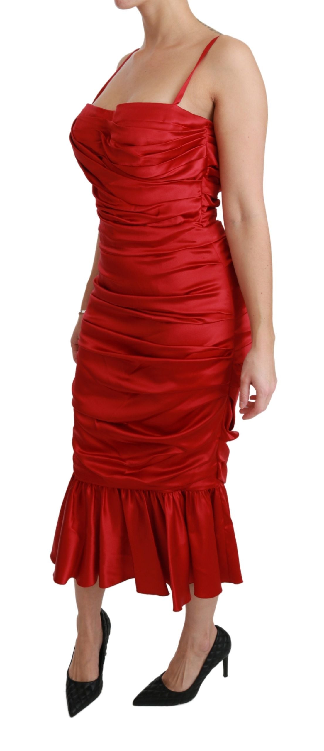 Dolce & Gabbana Red Silk Stretch Mermaid Bodycon Women's Dress