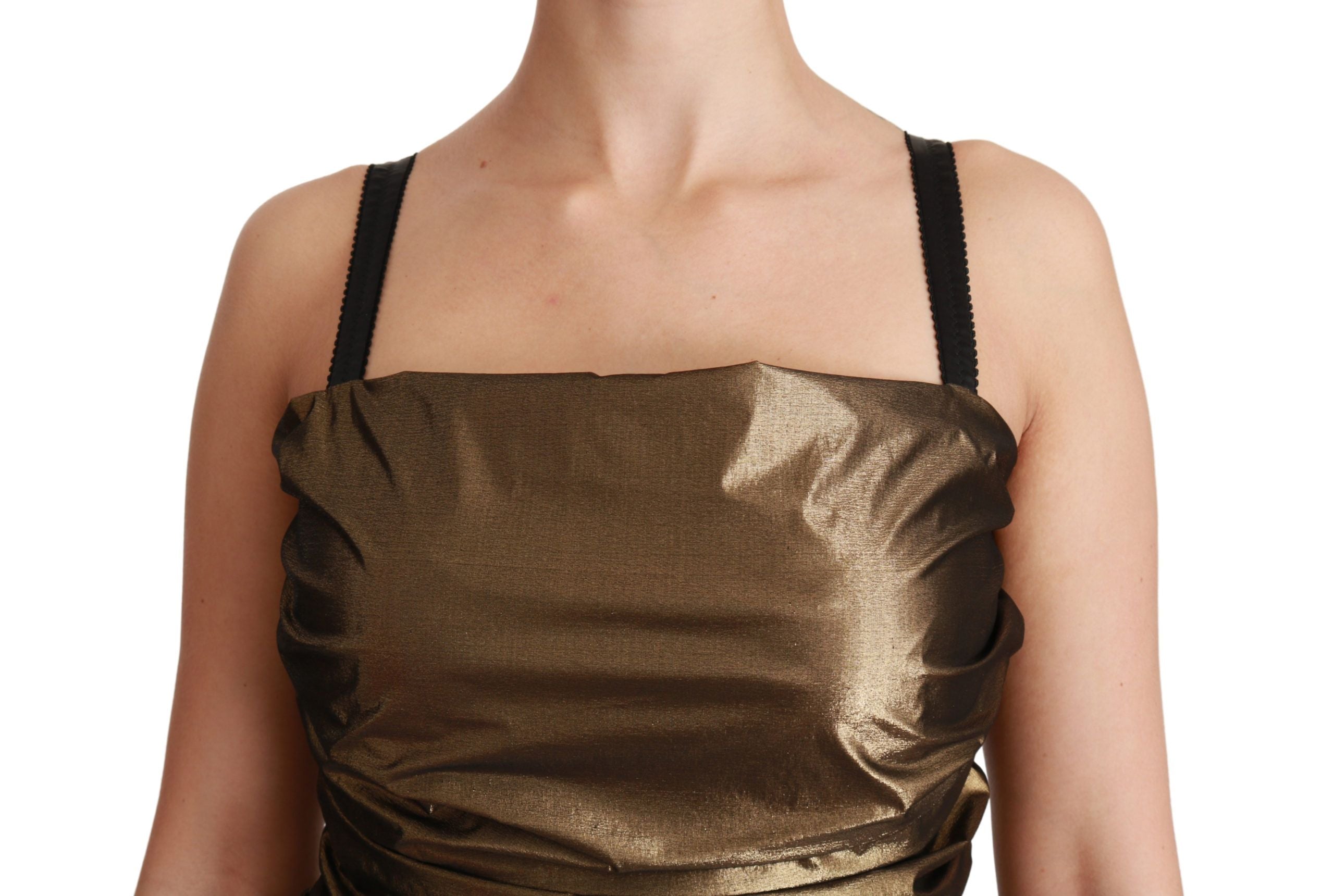 Dolce & Gabbana Nylon Bronze Bodycon Sheath Mini Women's Dress