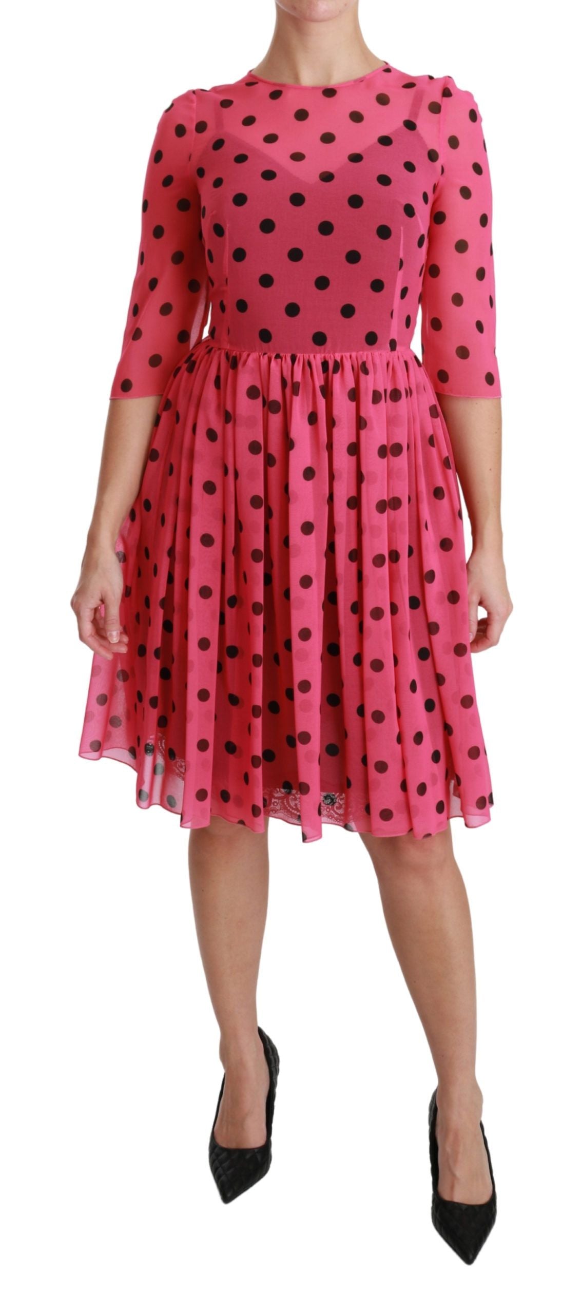 Dolce & Gabbana Elegant Polka Dot A-Line Knee Length Women's Dress