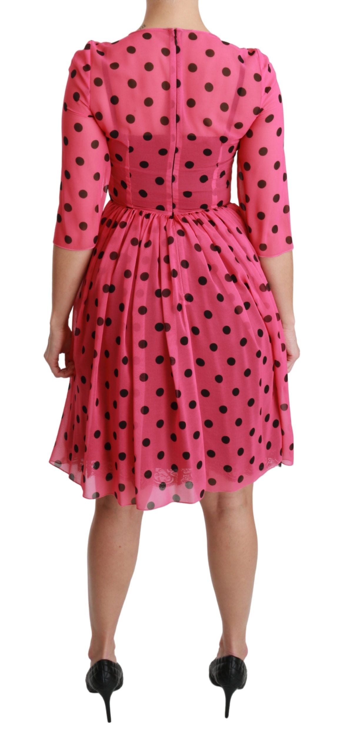 Dolce & Gabbana Elegant Polka Dot A-Line Knee Length Women's Dress