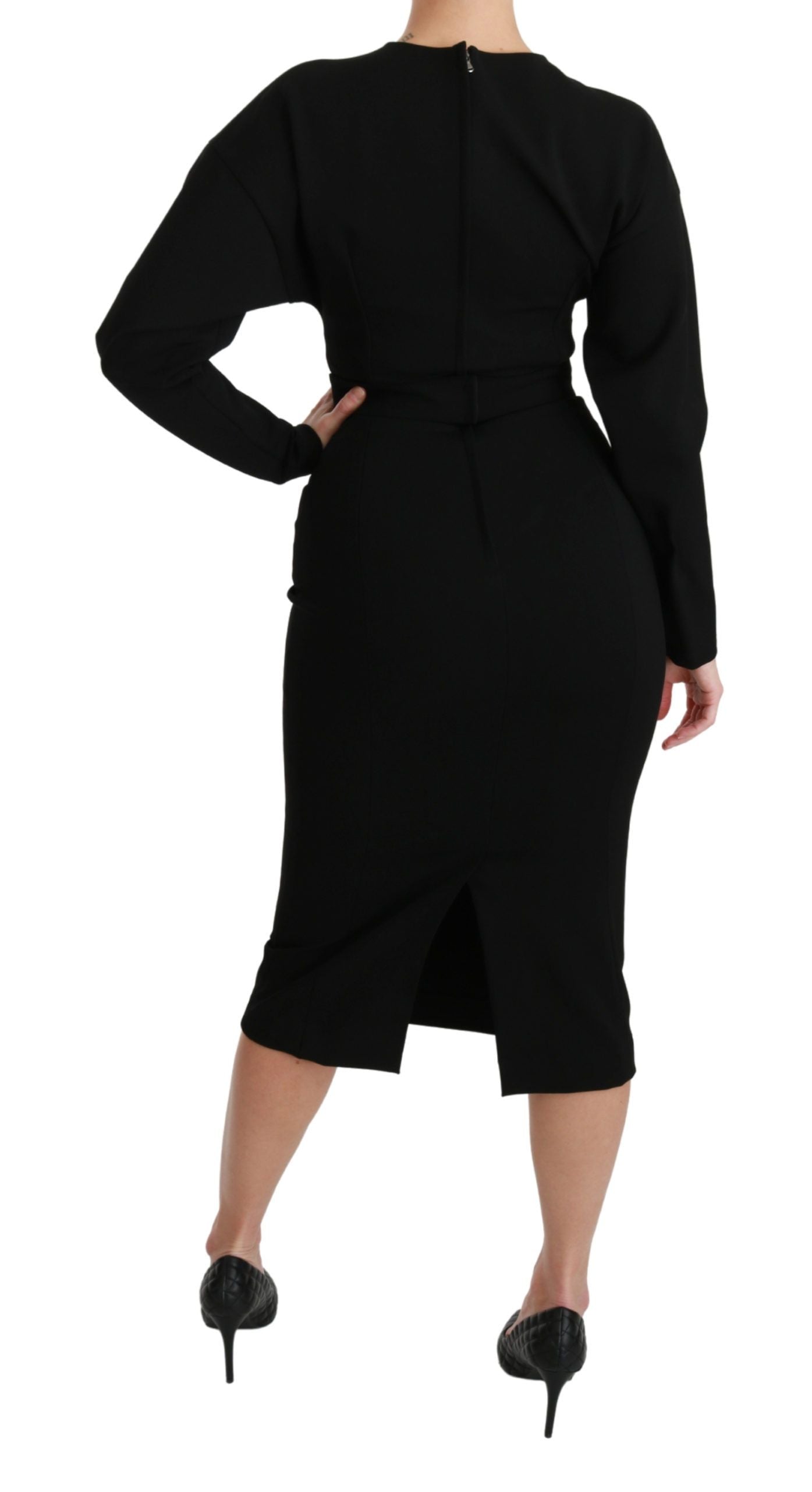 Dolce & Gabbana Elegant Black Bodycon Sheath Midi Women's Dress
