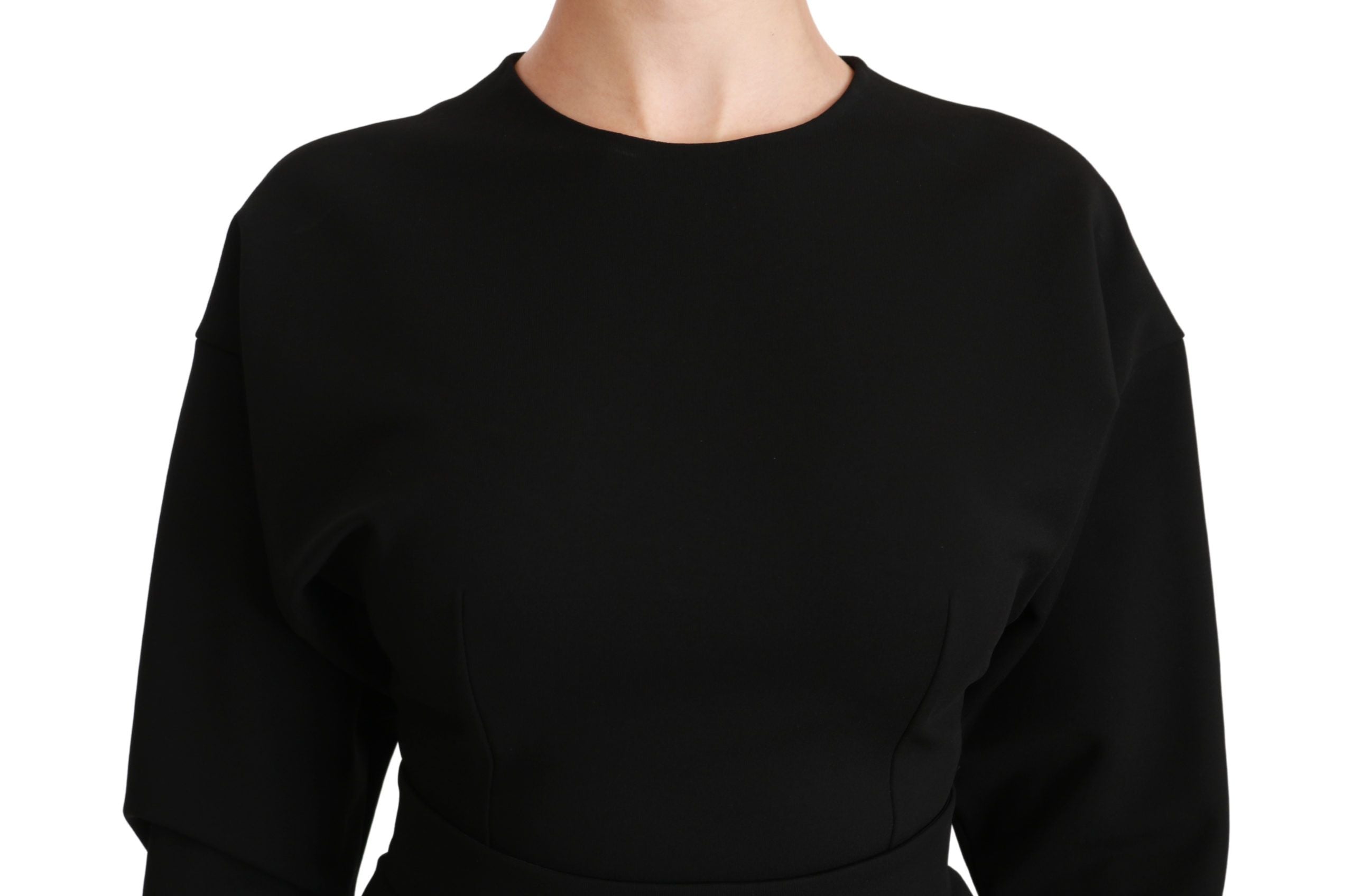 Dolce & Gabbana Black Bodycon Sheath Midi Stretch Women's Dress