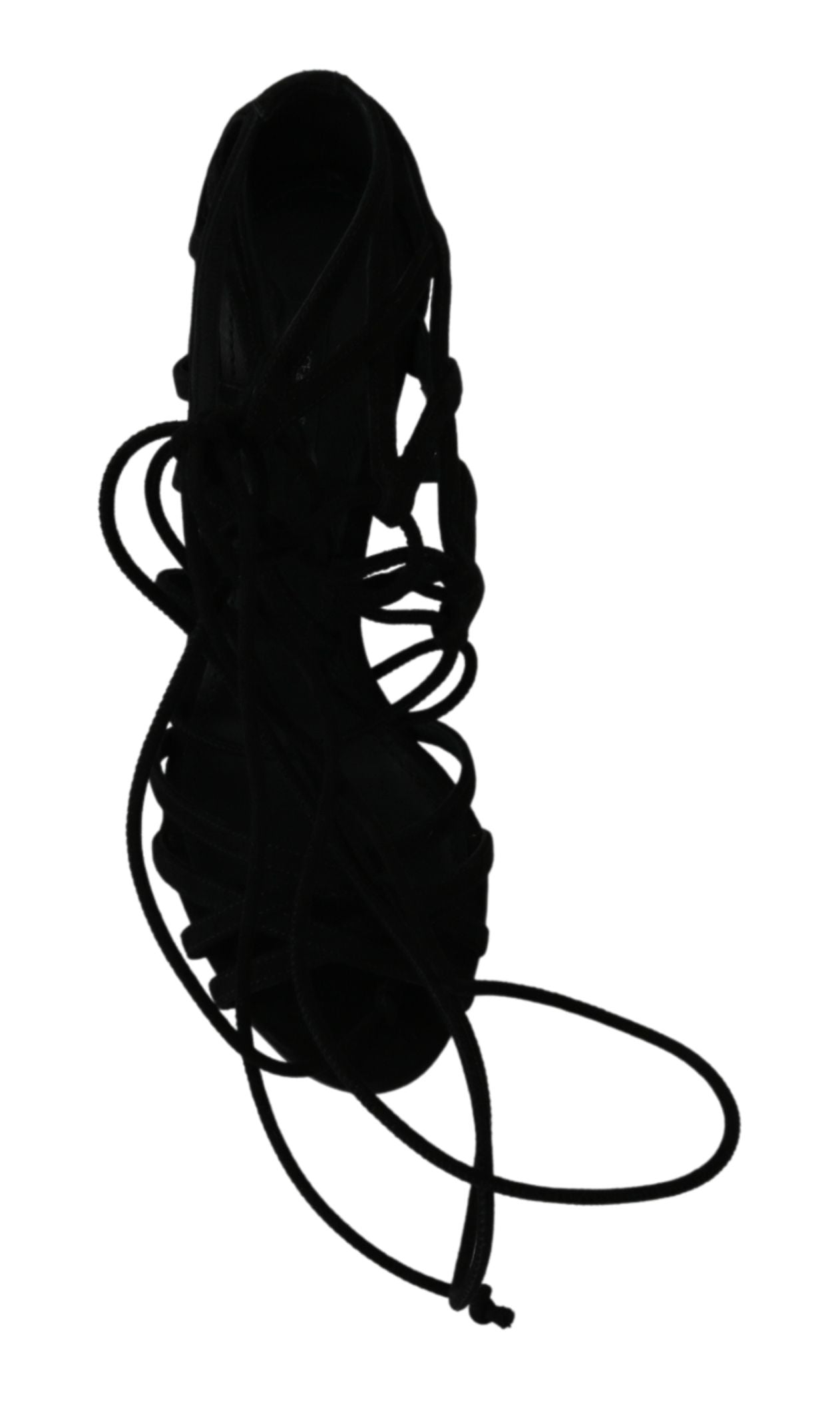 Dolce & Gabbana Black Suede Strap Stilettos Shoes Women's Sandals