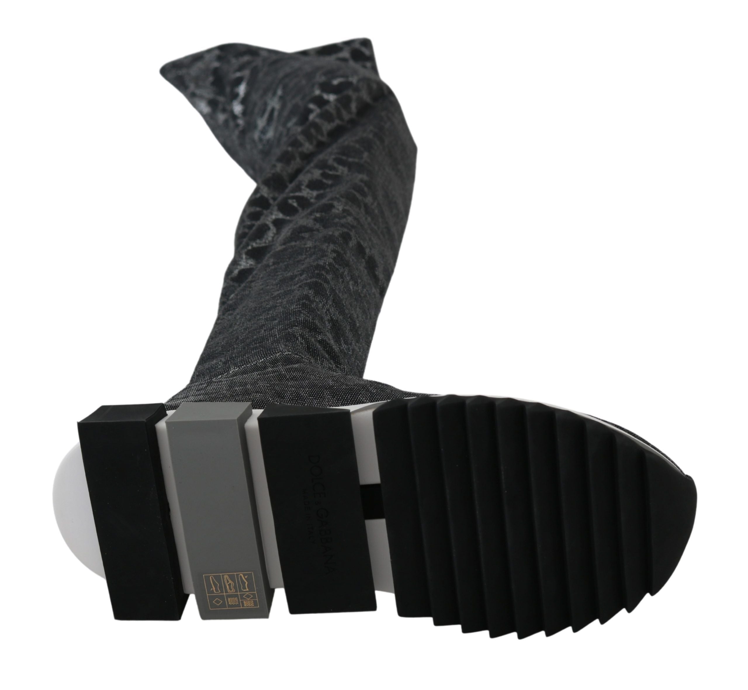 Dolce & Gabbana Gray Leopard High Top Sneakers Booties Women's Shoes