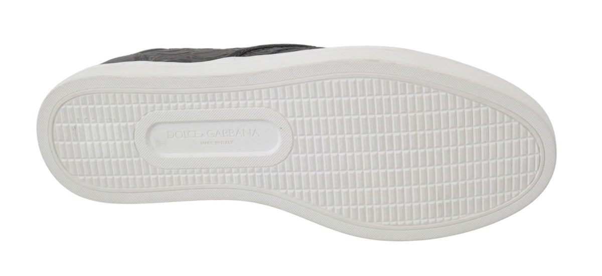 Dolce & Gabbana Gray Leather Flat Caiman Mens Loafers Men's Shoes