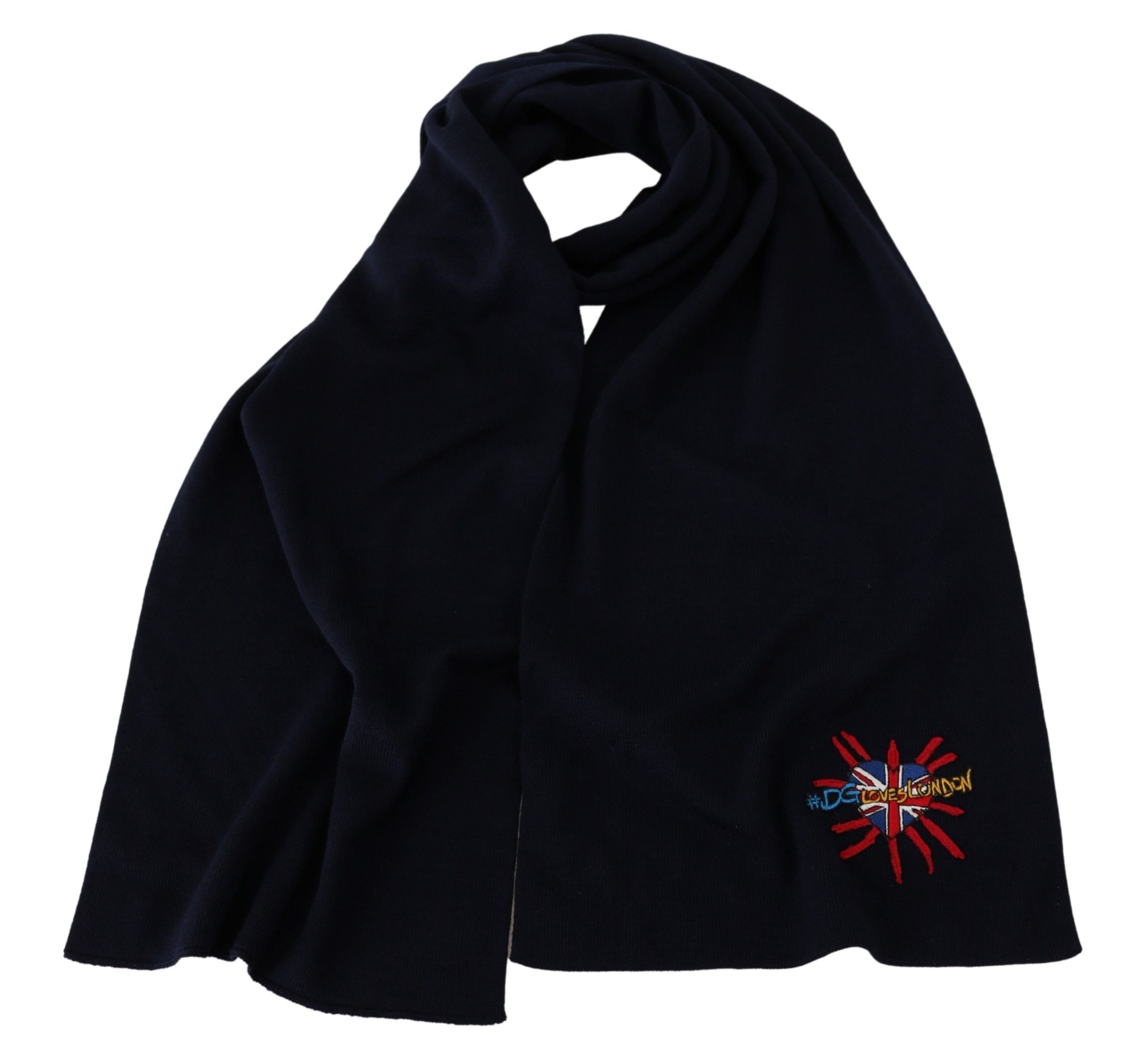 Dolce & Gabbana Blue #DGLovesLondon Wrap Shawl Wool Men's Scarf