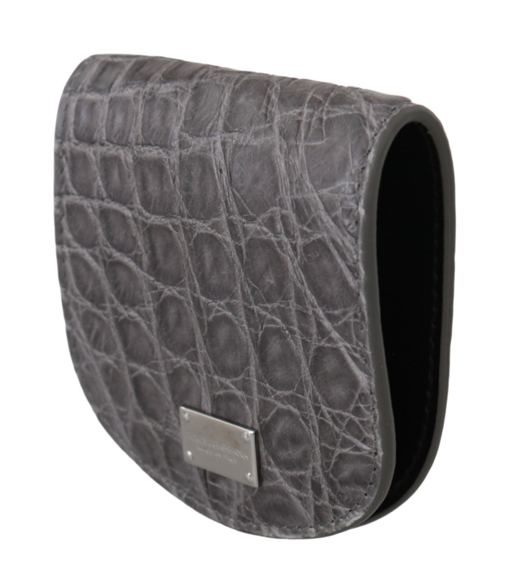 Dolce & Gabbana Exotic Gray Leather Condom Case Men's Wallet