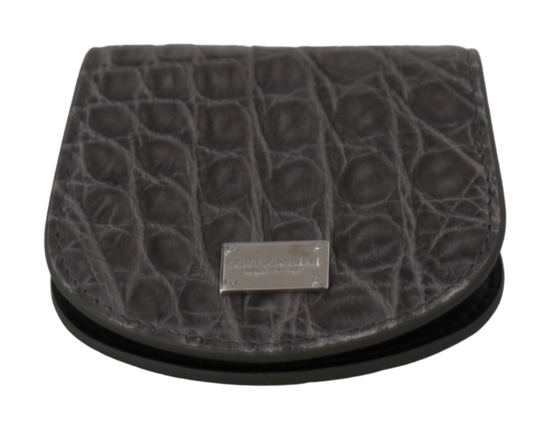 Dolce & Gabbana Exotic Gray Leather Condom Case Men's Wallet