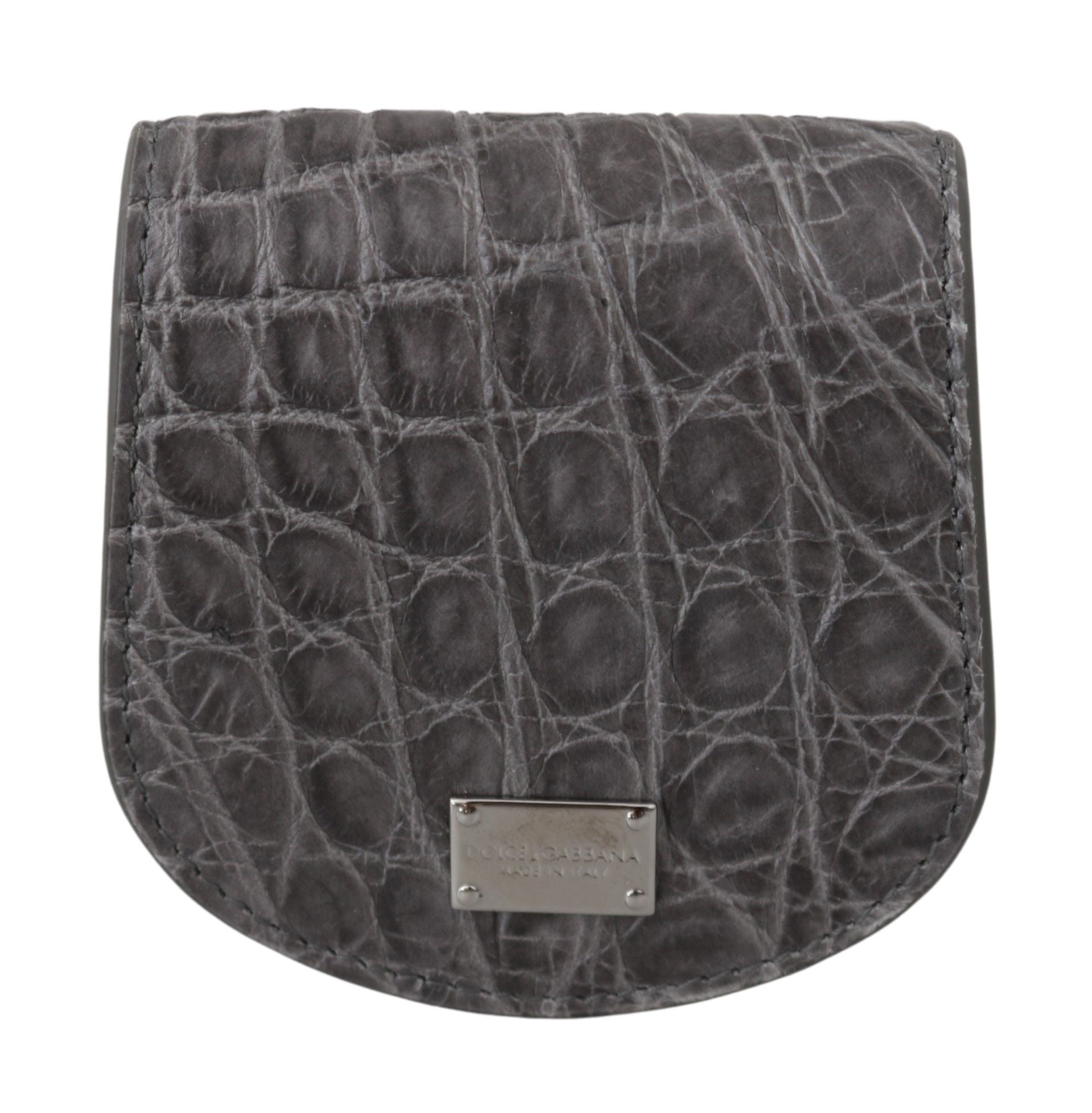 Dolce & Gabbana Exotic Gray Leather Condom Case Men's Wallet