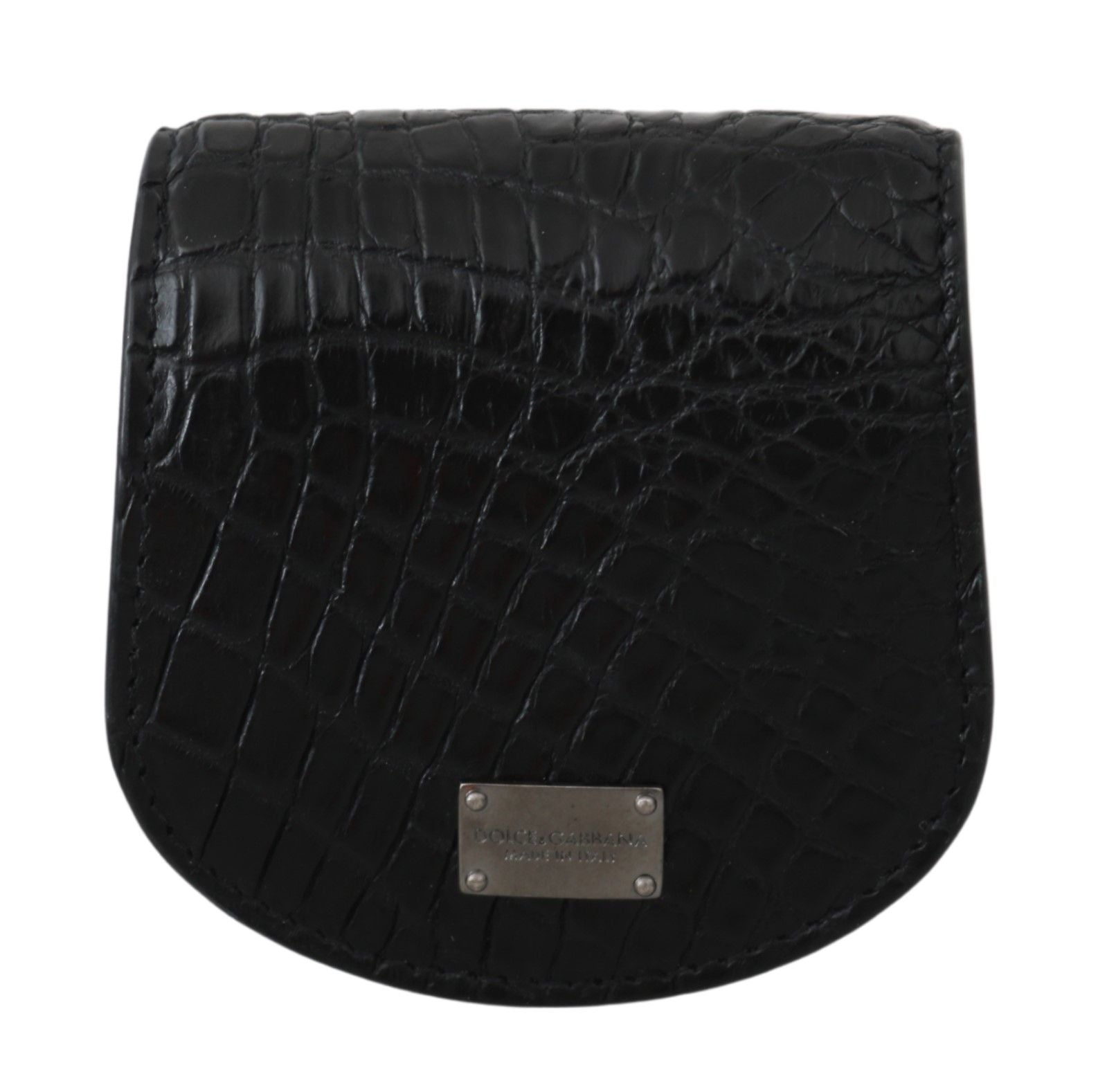 Dolce & Gabbana Sleek Black Leather Coin Case Men's Wallet