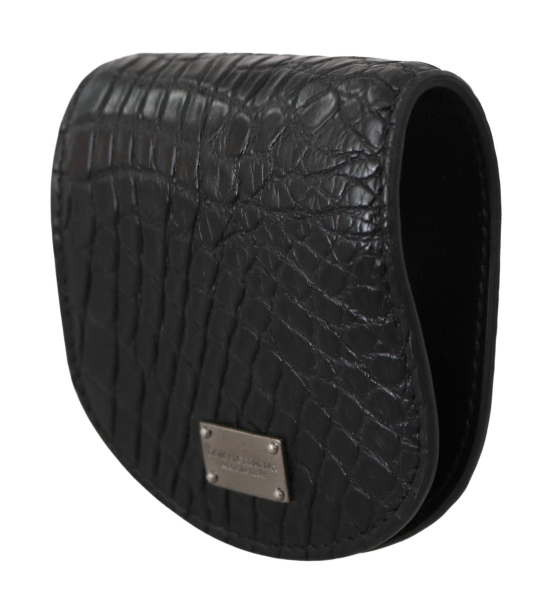 Dolce & Gabbana Sleek Black Leather Coin Case Men's Wallet