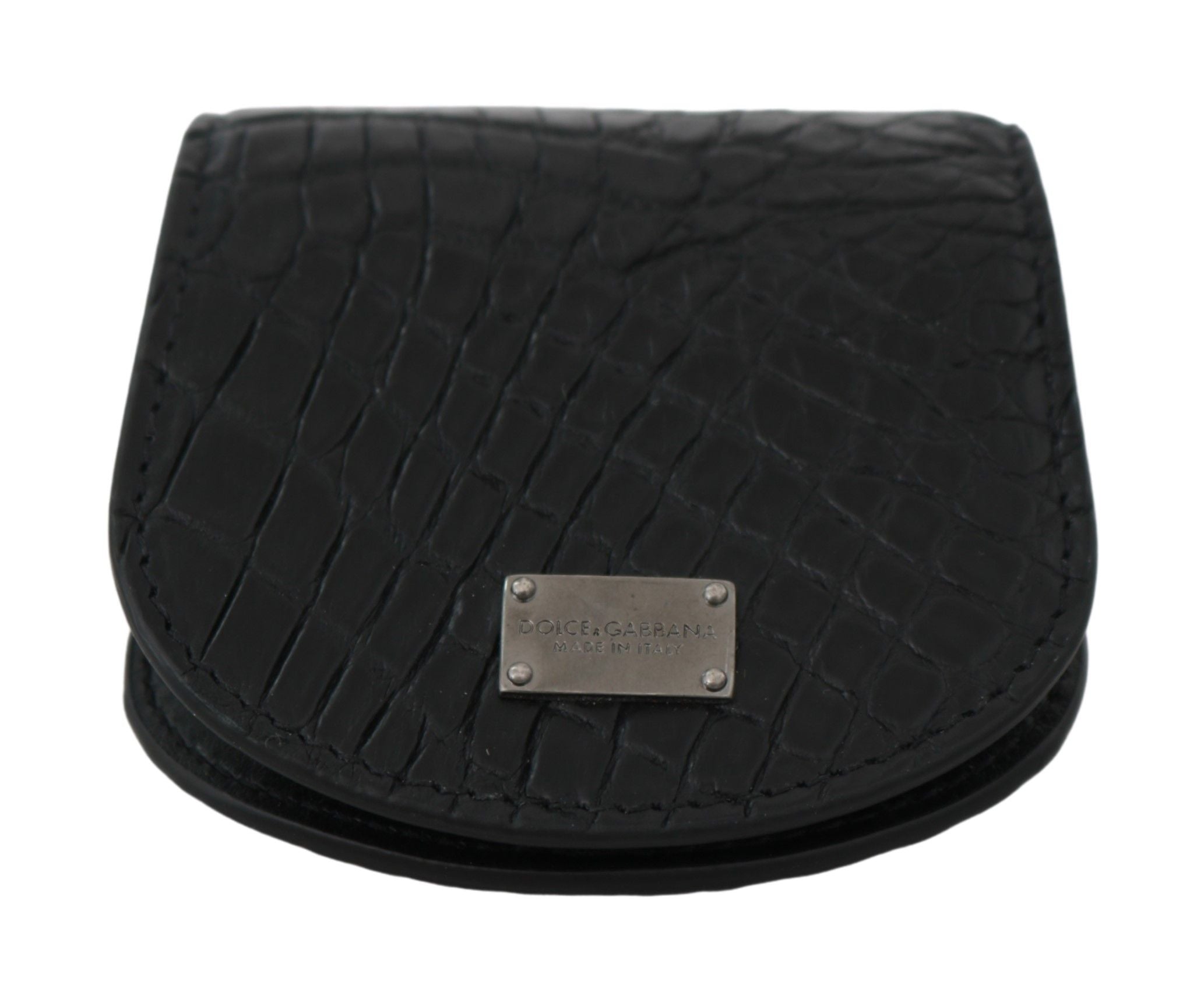 Dolce & Gabbana Sleek Black Leather Coin Case Men's Wallet