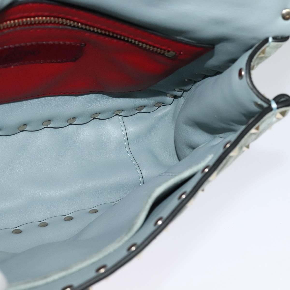 Valentino Garavani Rockstud Spike Flap Quilted Suede Blue Suede Handbag (Pre-Owned)