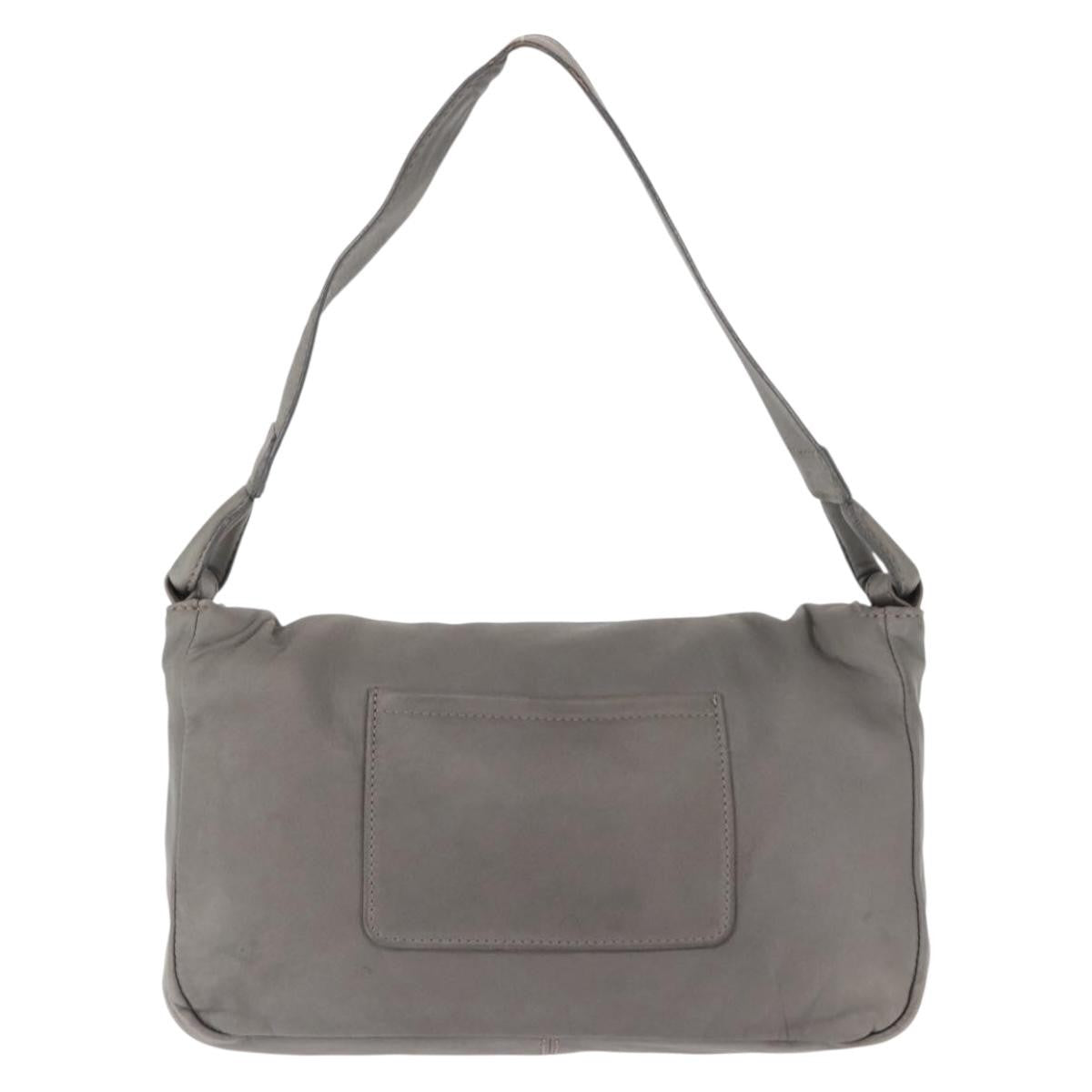 Chloe Vintage Flap Leather Gray Leather Shoulder Bag Bag (Pre-Owned)