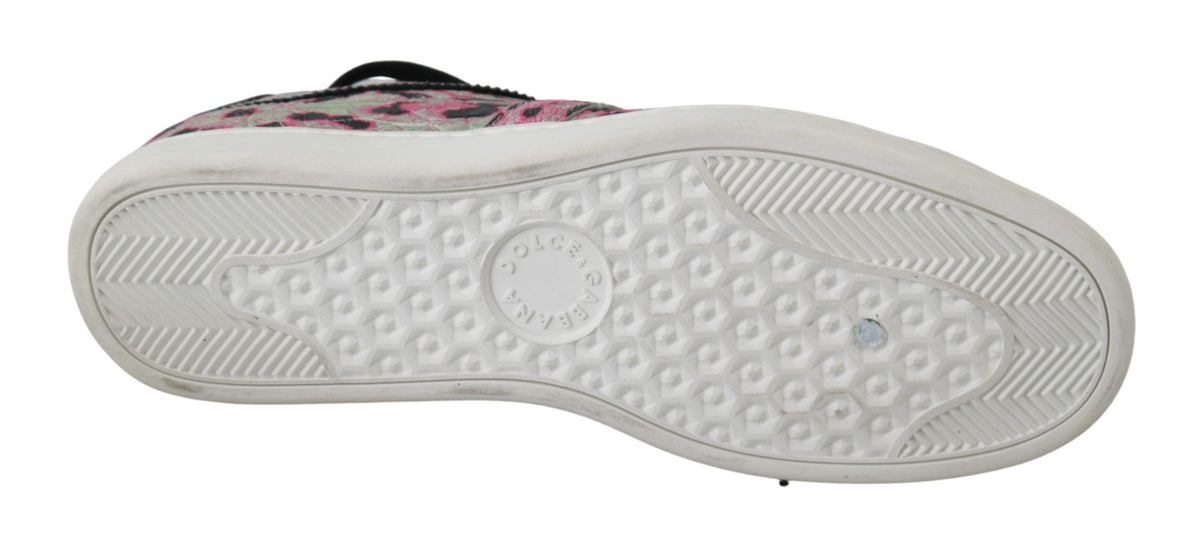 Dolce & Gabbana Pink Leopard Print Training Leather Flat Women's Sneakers