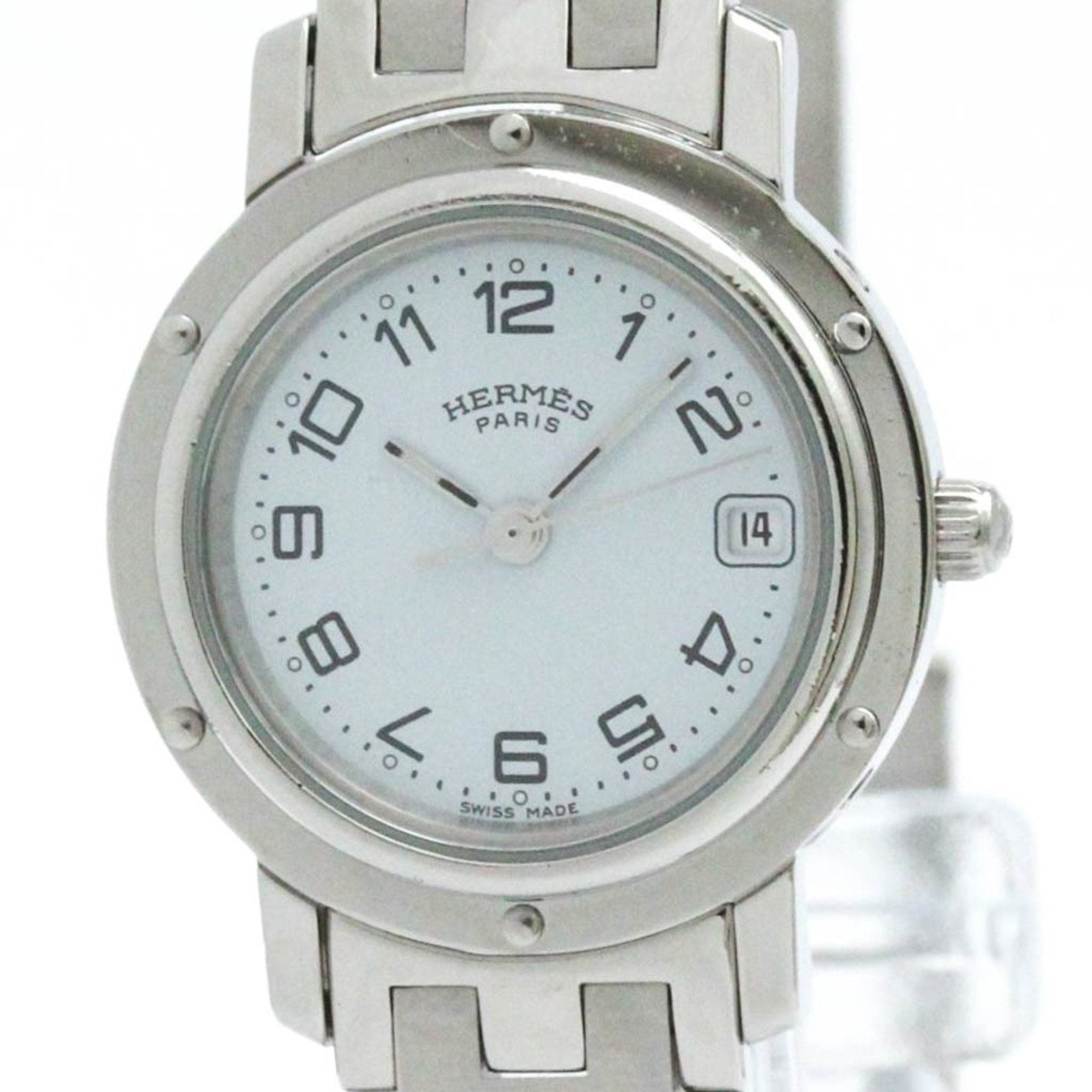 Hermès Clipper White Steel Bag Watch (Pre-Owned)