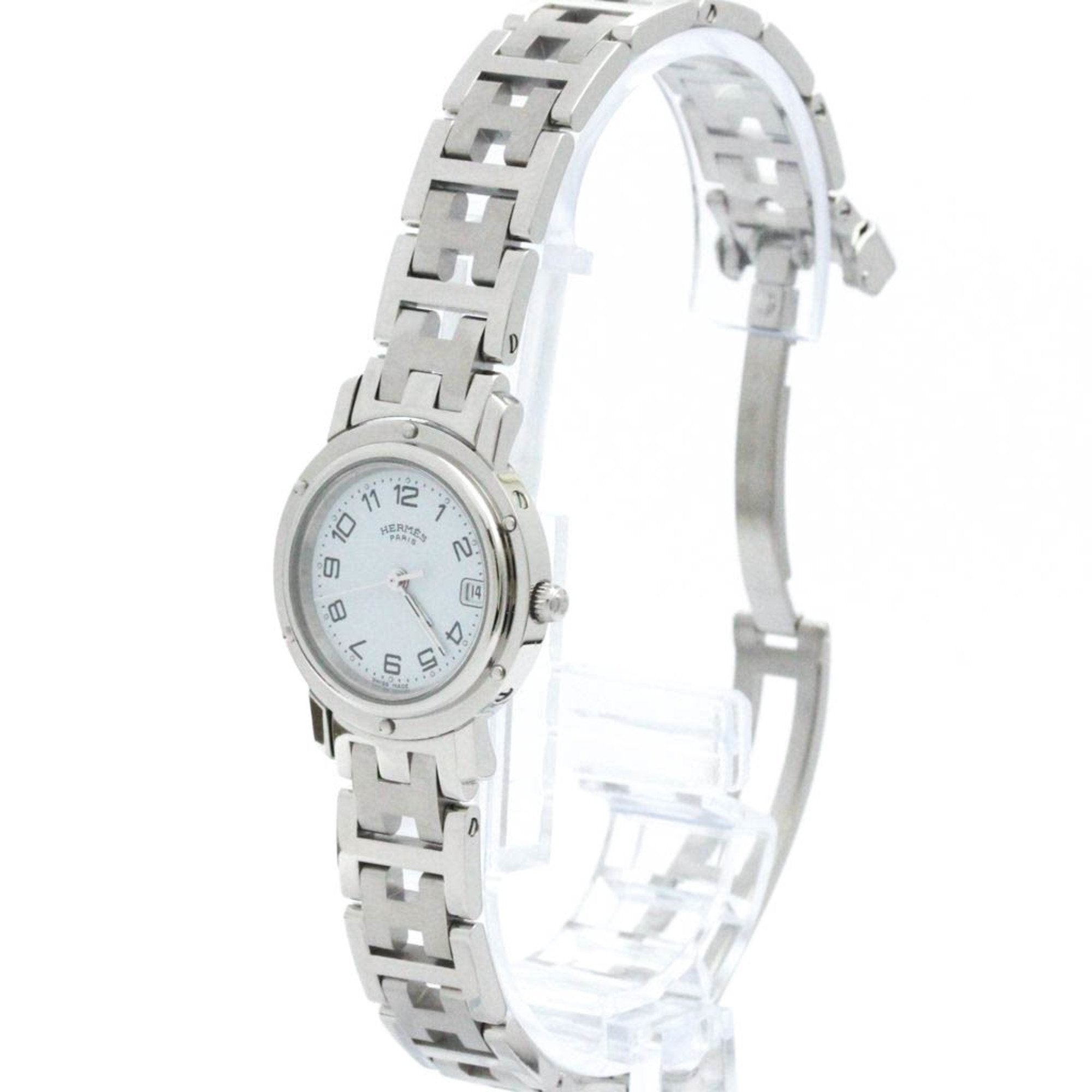 Hermès Clipper White Steel Bag Watch (Pre-Owned)