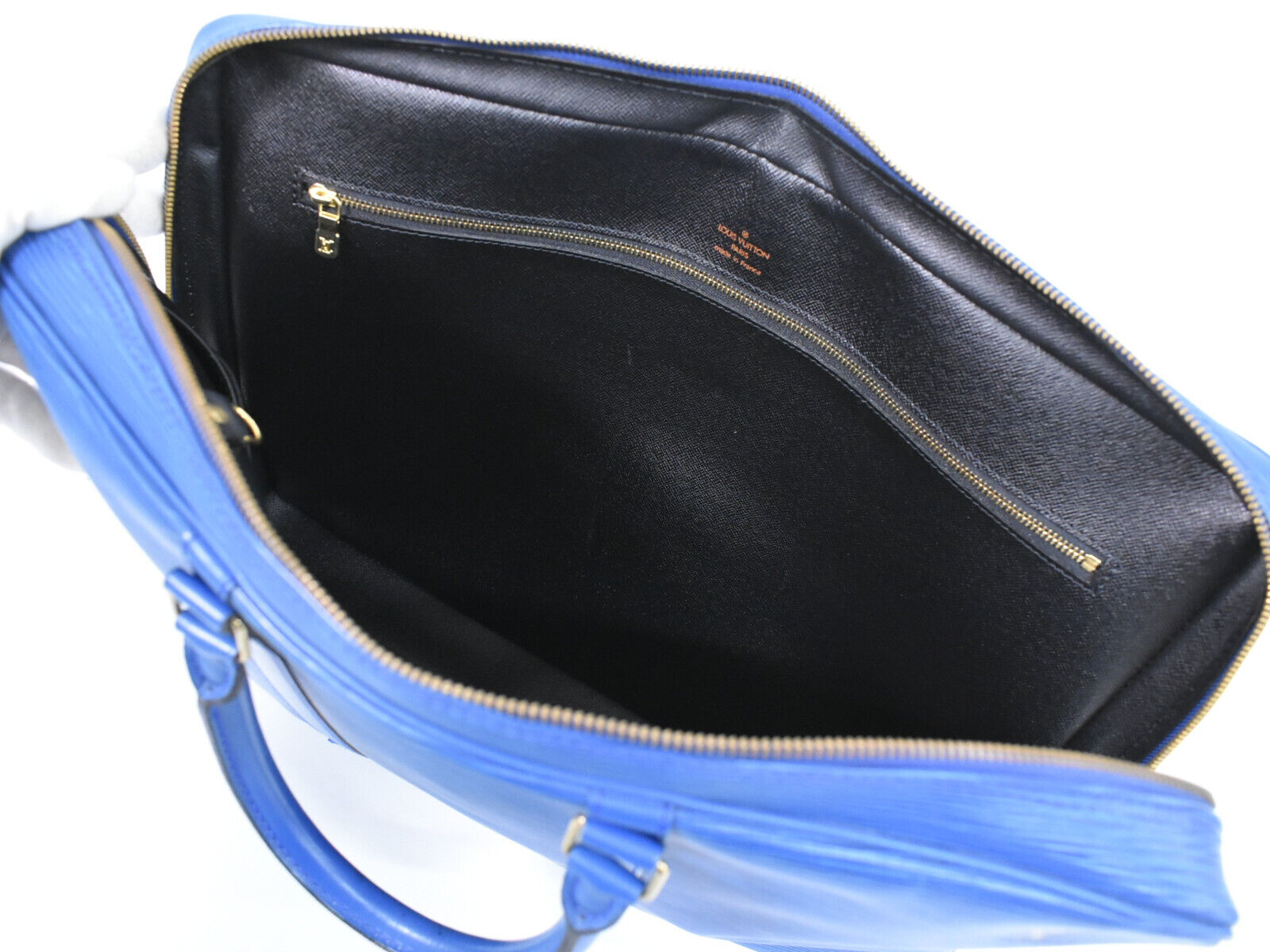 Louis Vuitton Porte Documents Voyage Blue Leather Handbag (Pre-Owned)