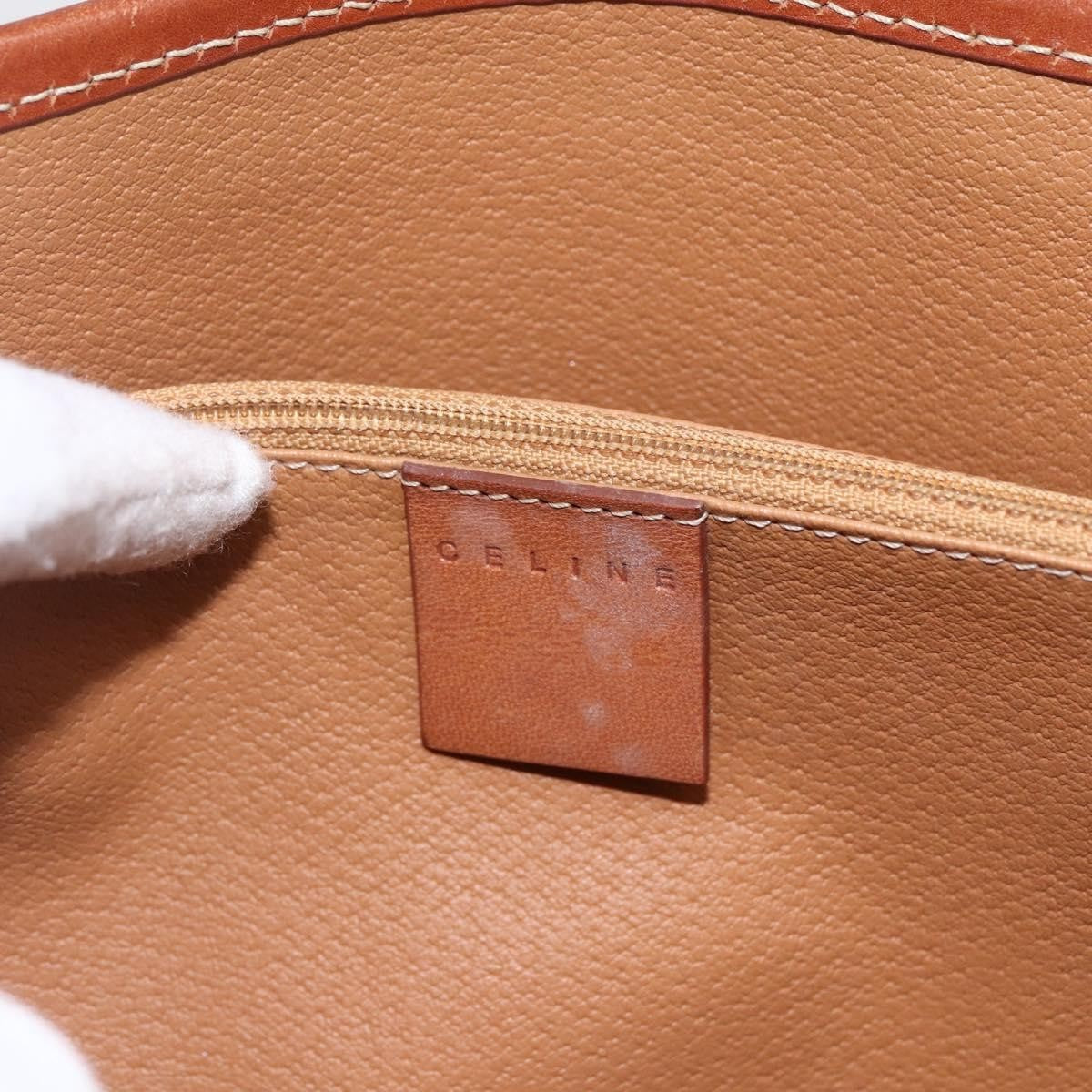 Celine Vintage Macadam Canvas And Leather Brown Canvas Handbag (Pre-Owned)