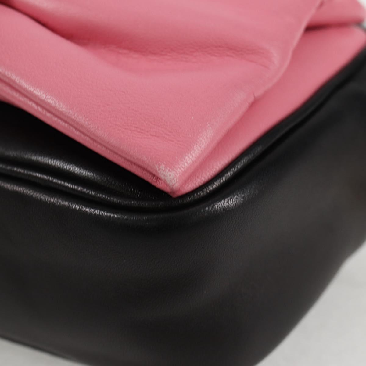 Prada Ribbon Black Leather Shoulder Bag (Pre-Owned)