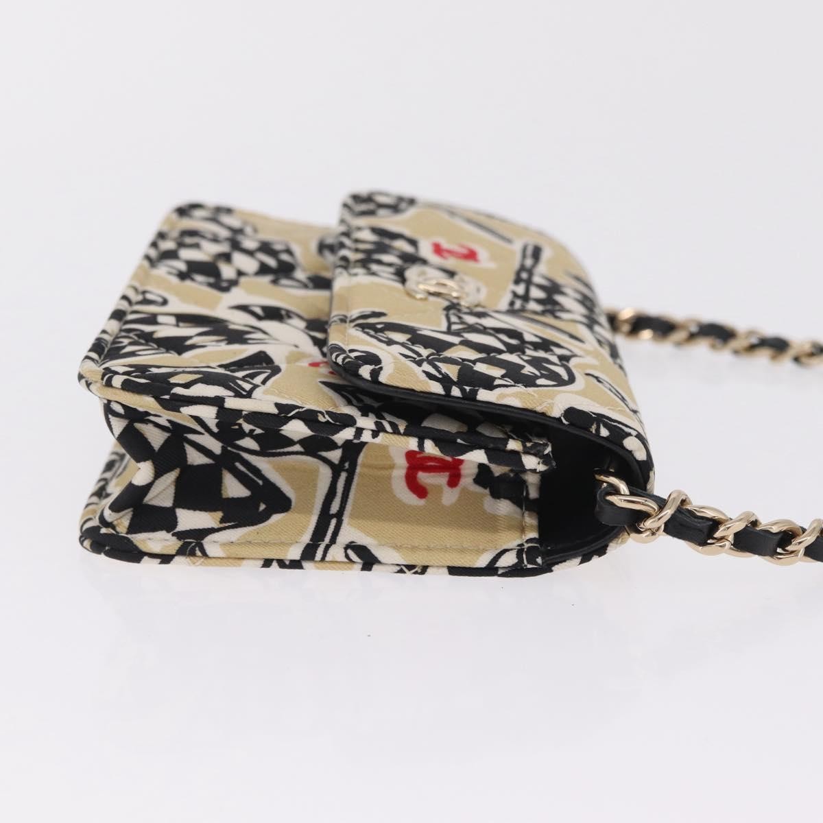 Chanel Flap Card Holder On Chain Quilted Printed Canvas Multicolour Canvas Crossbody Bag Bag (Pre-Owned)