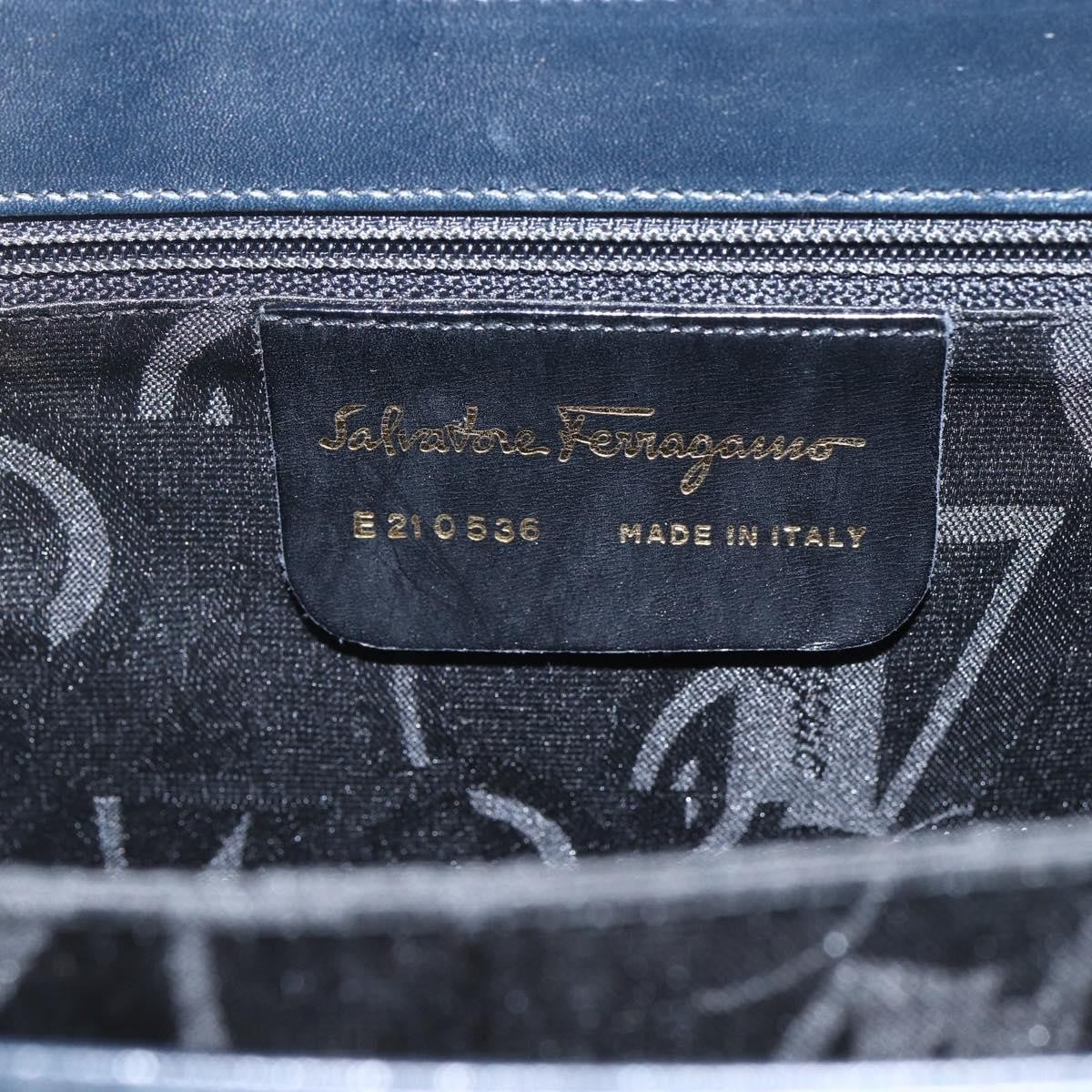 Salvatore Ferragamo Gancini Convertible Top Handle Leather Navy Leather Handbag (Pre-Owned)