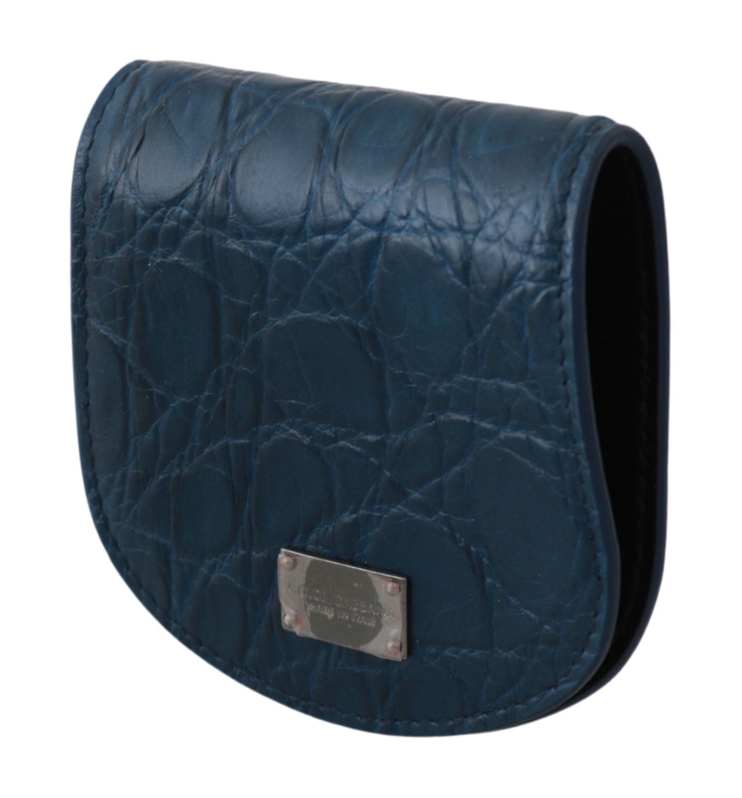 Dolce & Gabbana Sleek Blue Caimano Condom Case Men's Wallet