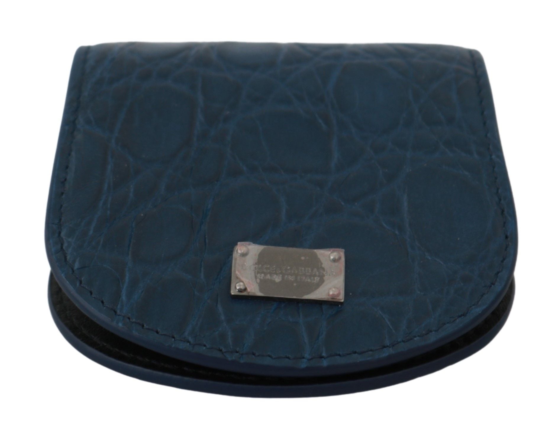 Dolce & Gabbana Sleek Blue Caimano Condom Case Men's Wallet