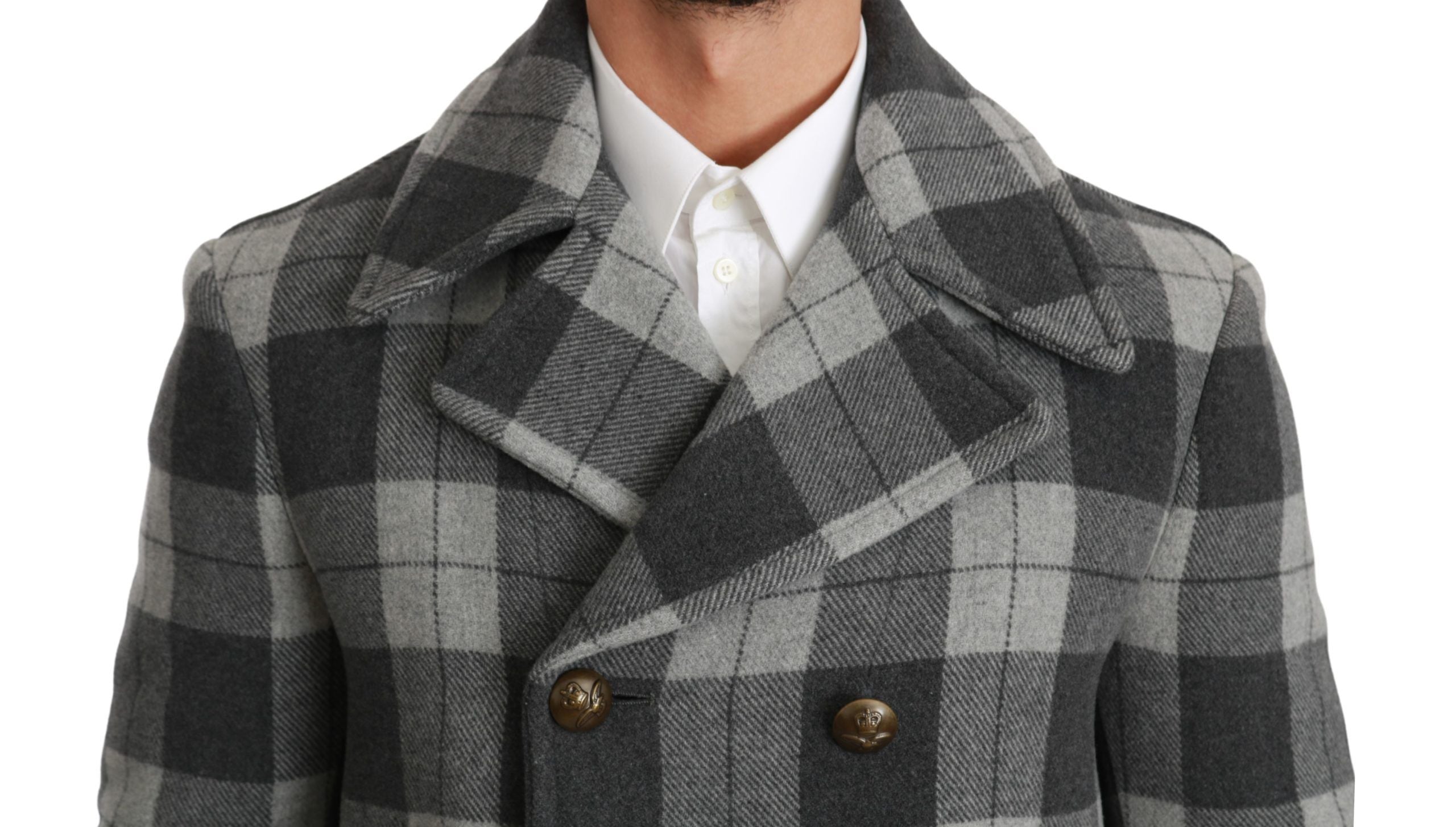 Dolce & Gabbana Gray Check Wool Cashmere Coat Men's Jacket