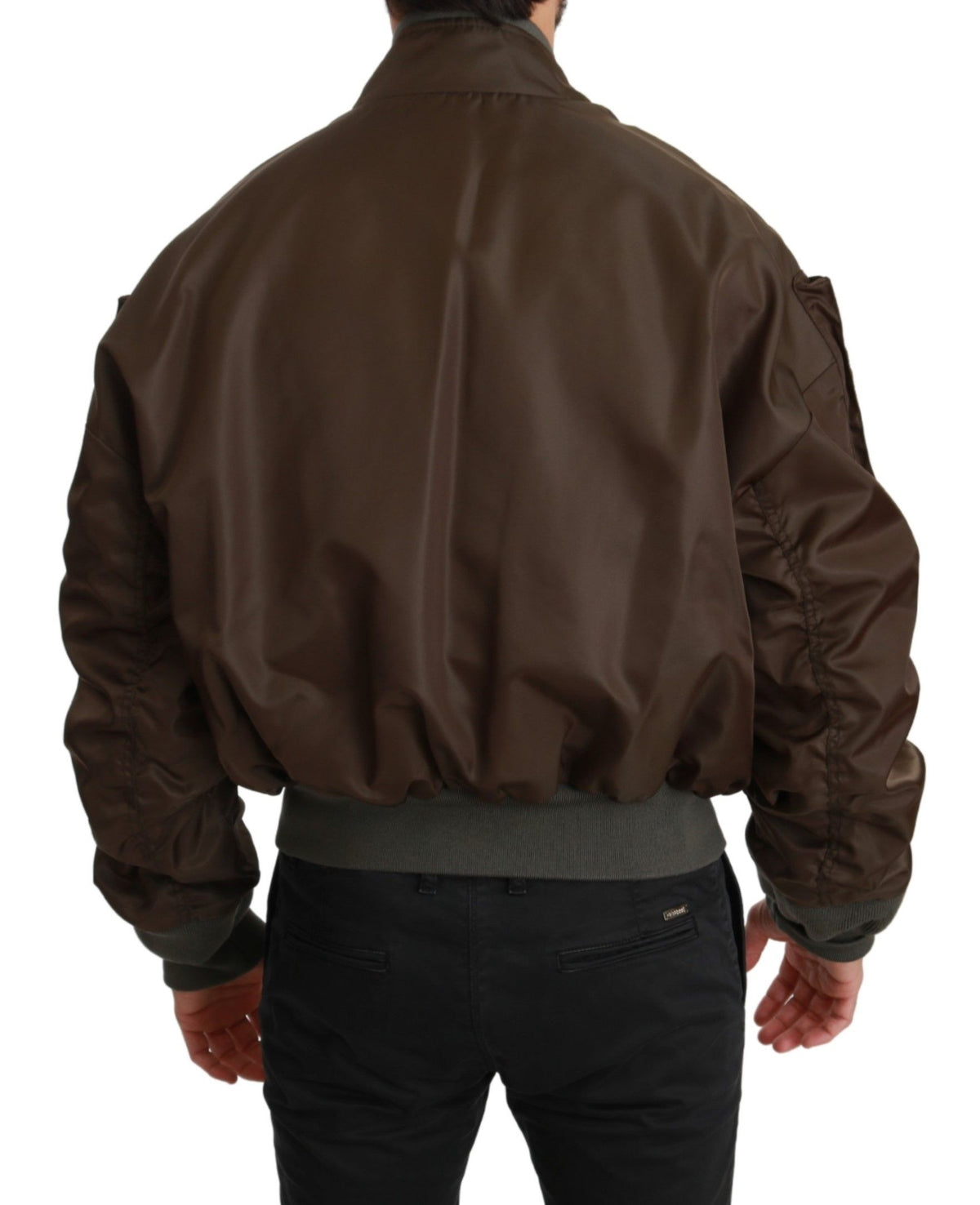 Dolce & Gabbana Brown Beaded Crown Skull Logo Men's Jacket