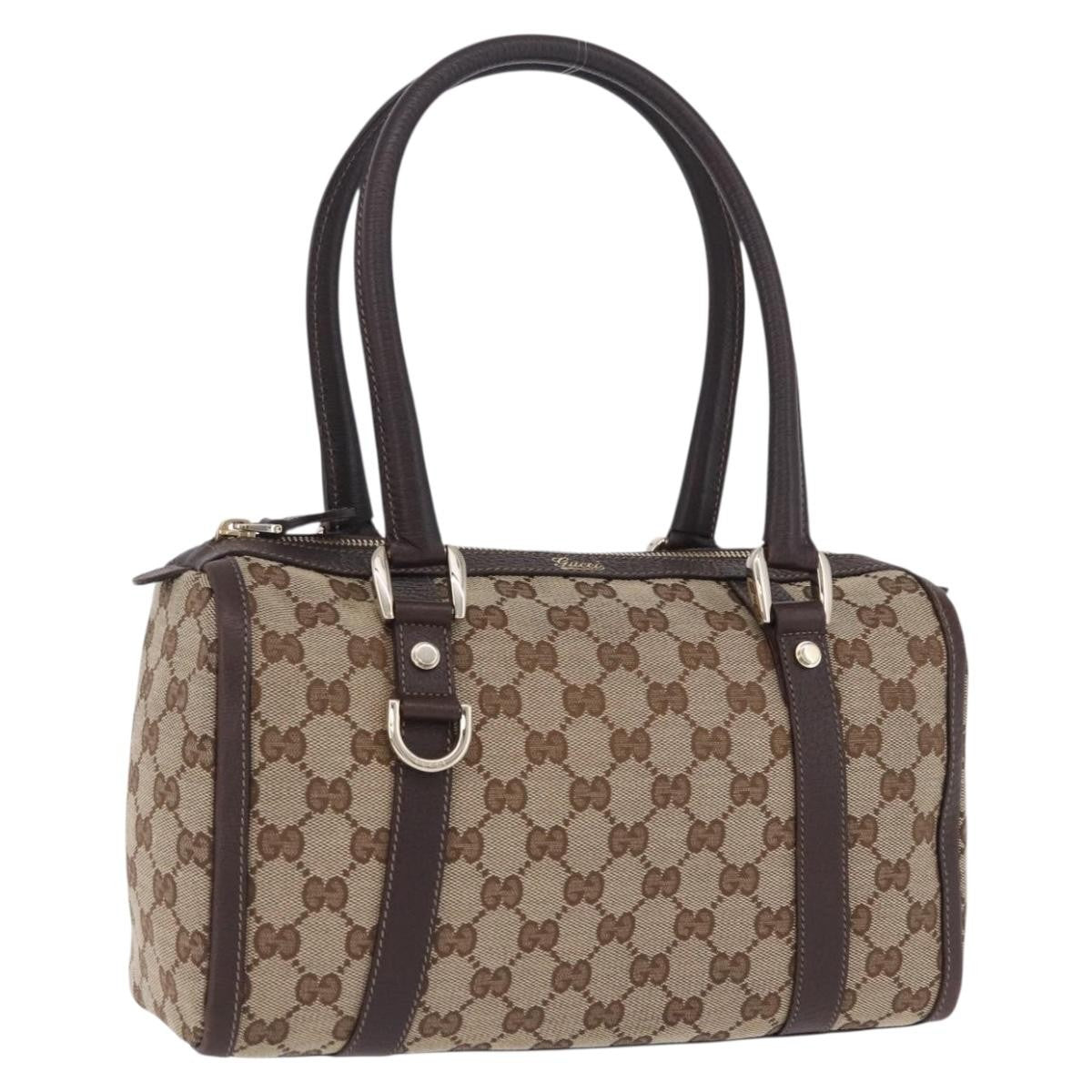 Gucci Abbey Boston Canvas Beige Canvas Shoulder Bag Bag (Pre-Owned)