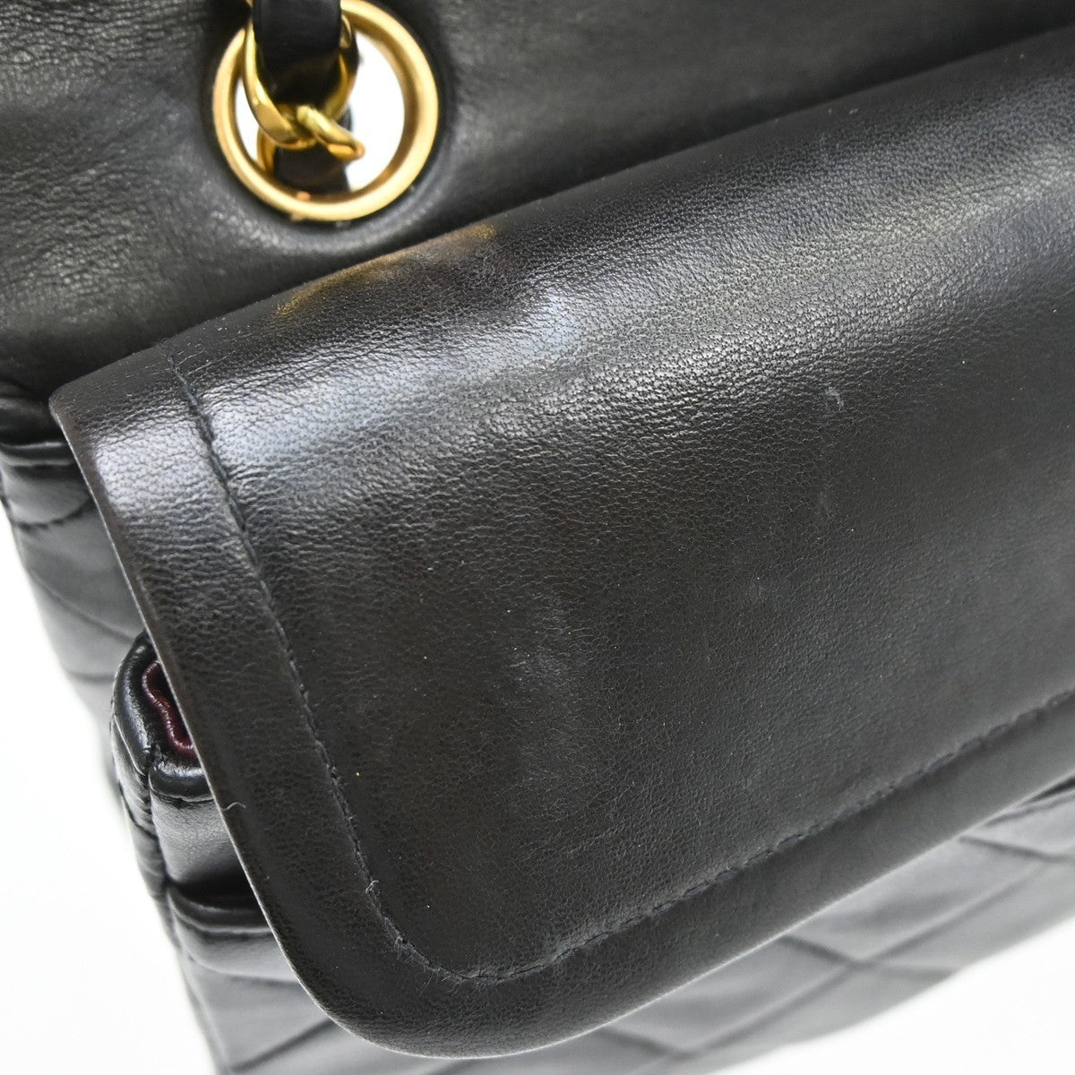 Chanel Classic Double Flap Quilted Lambskin Black Leather Handbag (Pre-Owned)