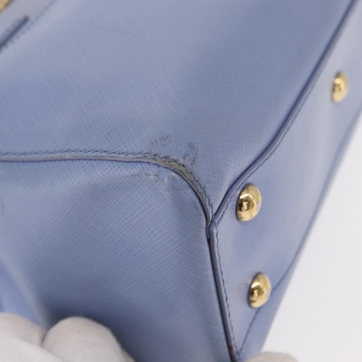 Salvatore Ferragamo Beky Tote Saffiano Leather Blue Leather Handbag (Pre-Owned)