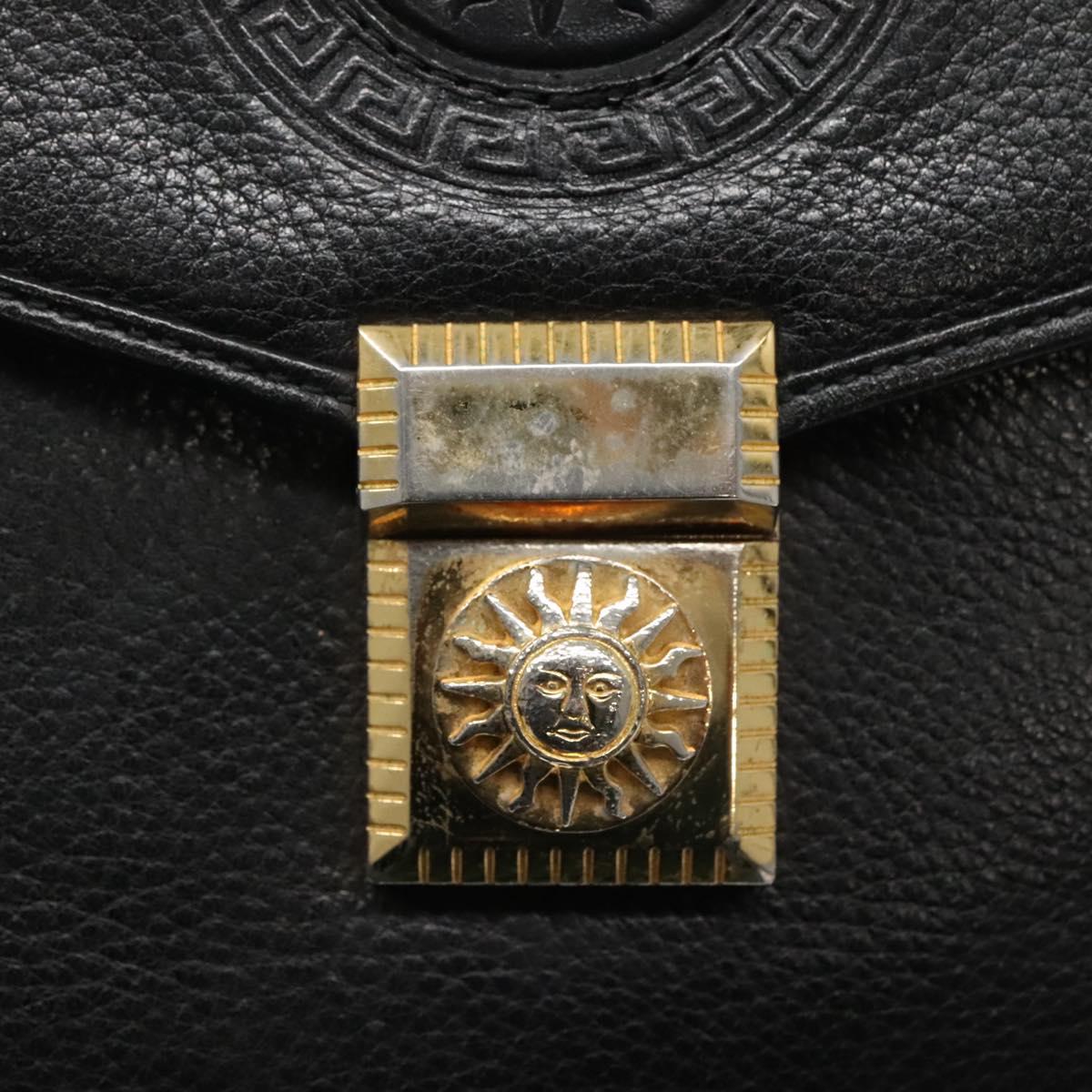 Versace Medusa Black Leather Briefcase Bag (Pre-Owned)